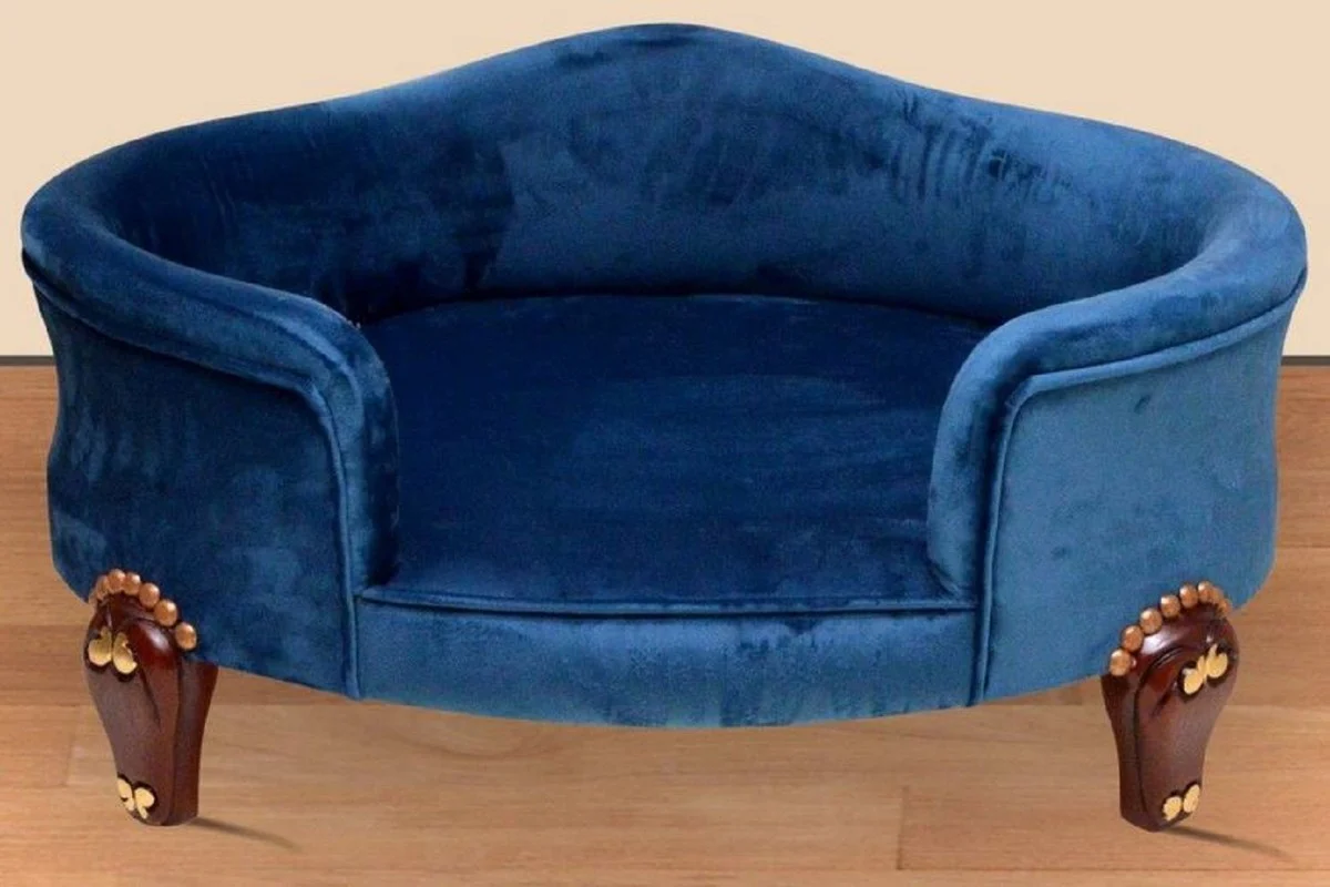 Baroque dog bed royal blue / brown / gold - baroque dog furniture - baroque animal furniture - baroque style animal furniture