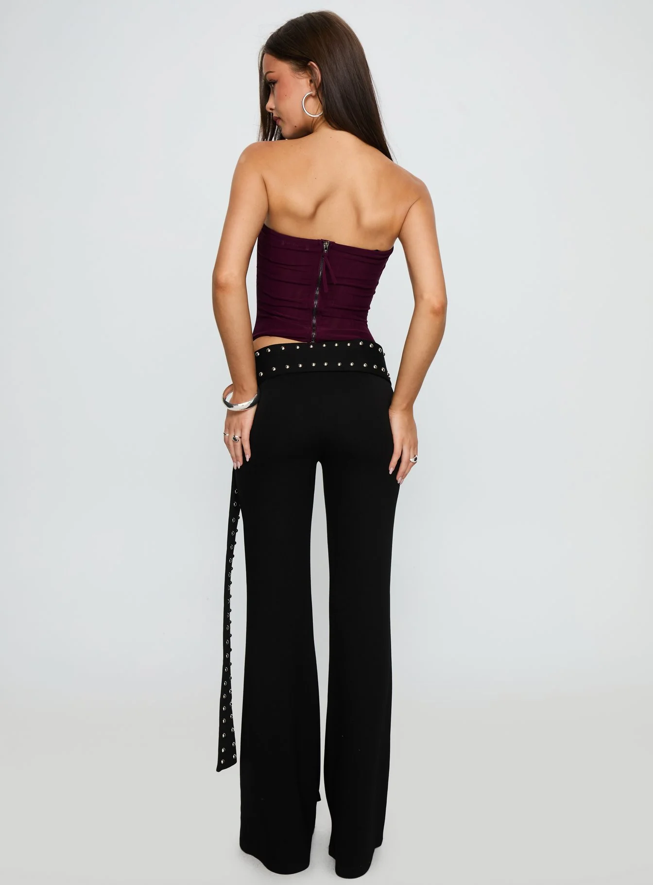 Nikolia Studded Wrap Belt Pants Black