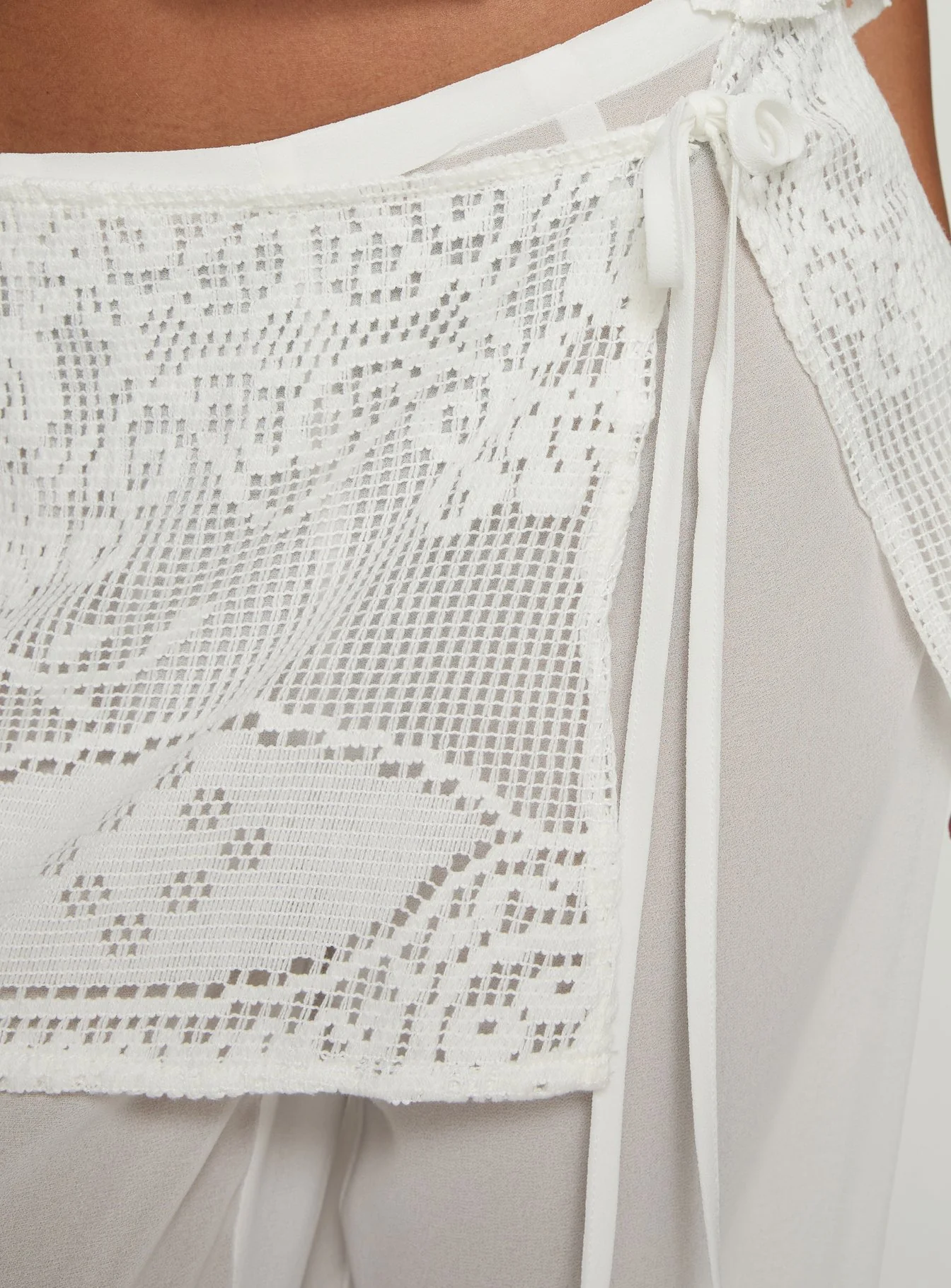 Claudie Layered Lace Straight Leg Pants White