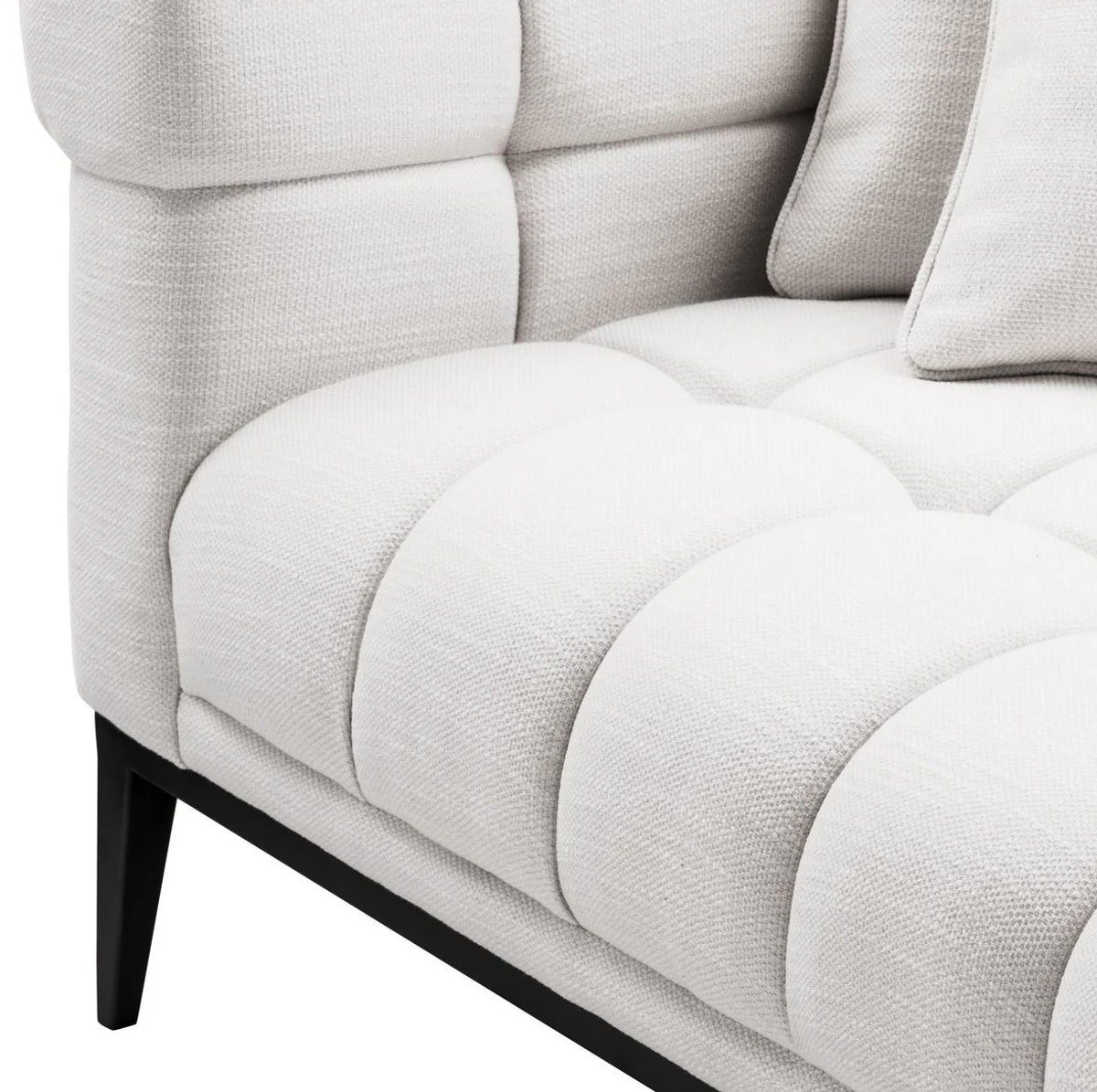 Luxury lounge sofa white / black 223 x 98 x H. 69 cm - left-sided living room sofa with 2 cushions - luxury quality