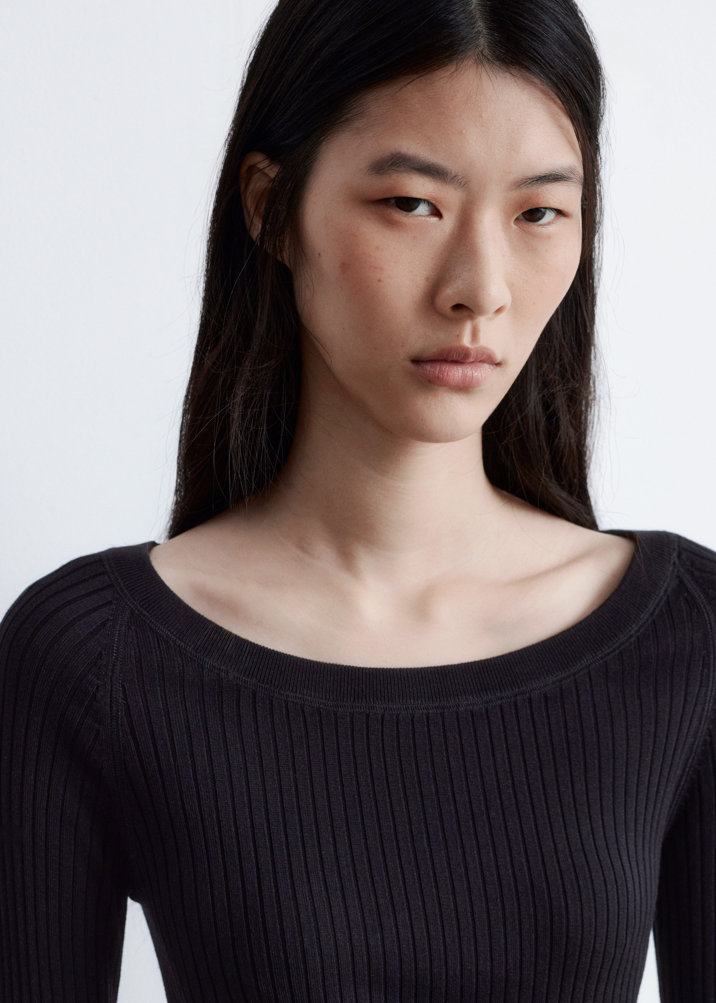 & Other Stories BOAT-NECK RIB-KNIT TOP