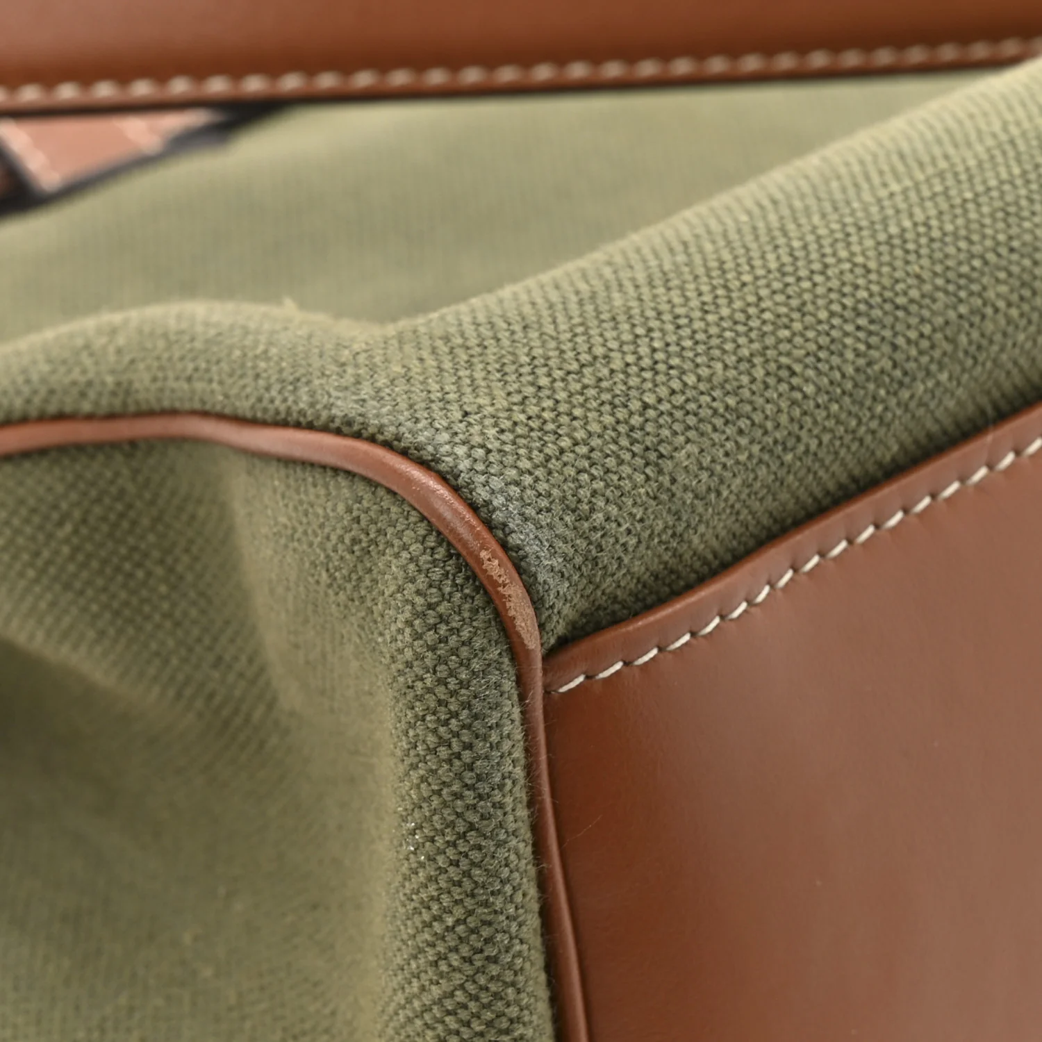 Canvas Calfskin Medium Soft 16 Top Handle Bag Khaki Tan - Top Club