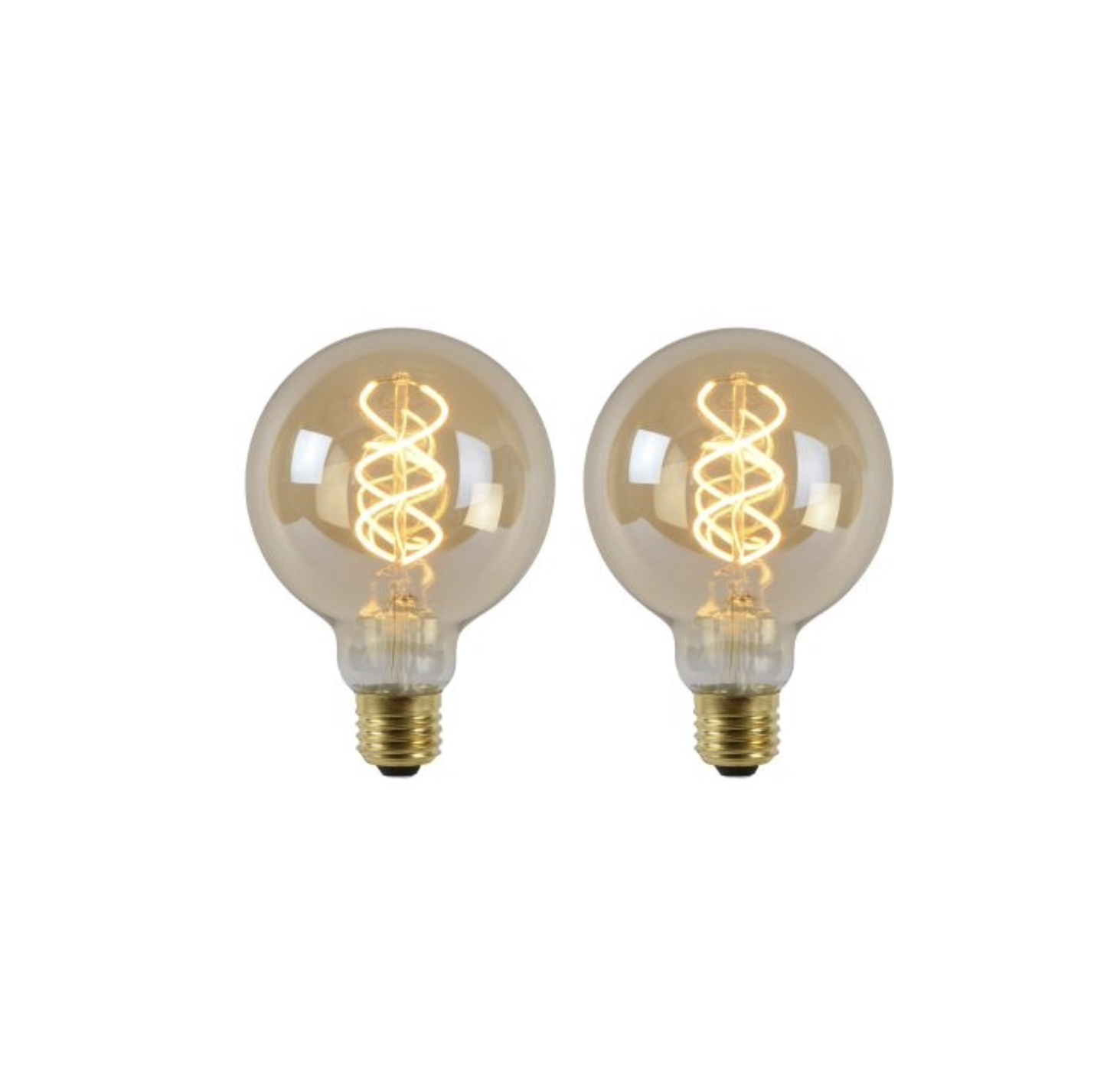 SET - 2X GLOBE 95MM SPIRAAL AMBER - 3 STEPS DIMMABLE