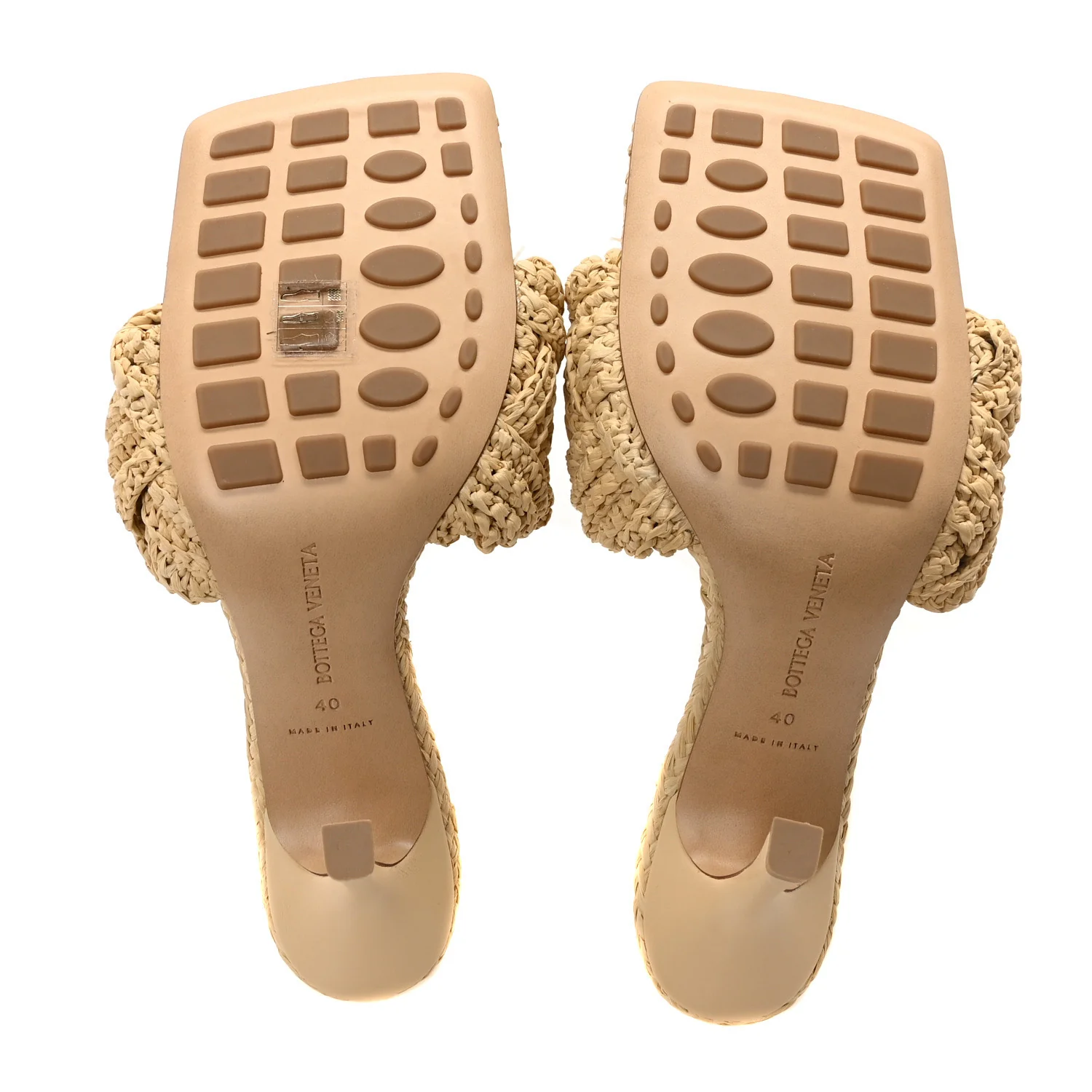 Raffia Intrecciato Lido Mule 90 Sandals 40 Cane Sugar - Top Club