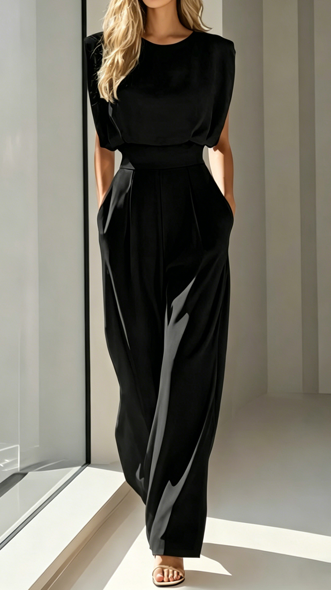 Women's Cotton-Blend Waisted Jumpsuit - Nordfashionstorm - Women's Clothing, Fashion for You - Nordfashionstorm.com