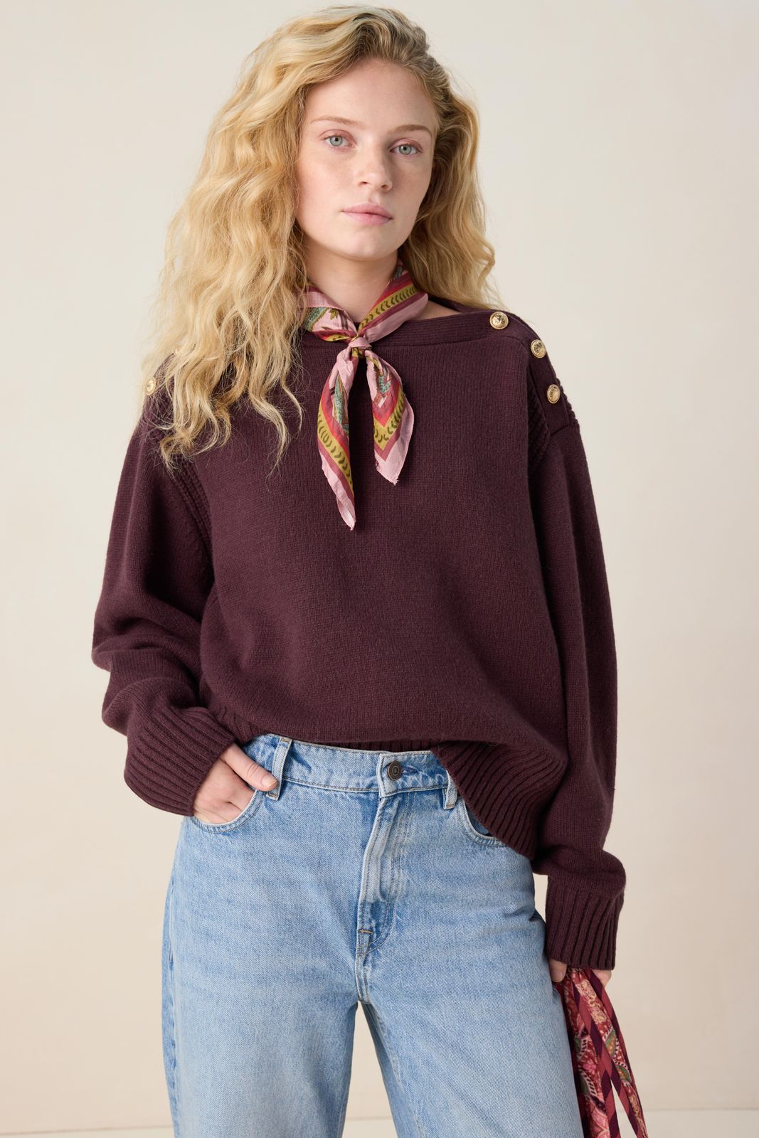 Lichtroze sjaal met palm print