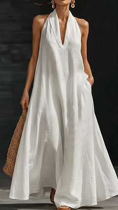 Women's Casual Solid-Color V-Neck Dress - Nordfashionstorm - Women's Clothing, Fashion for You - Nordfashionstorm.com