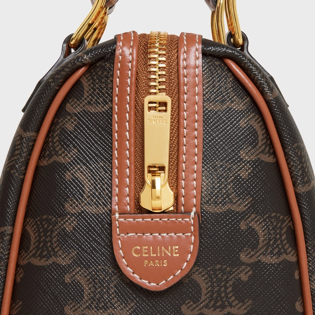 SMALL BOSTON IN TRIOMPHE CANVAS AND CALFSKIN TAN - Top Club