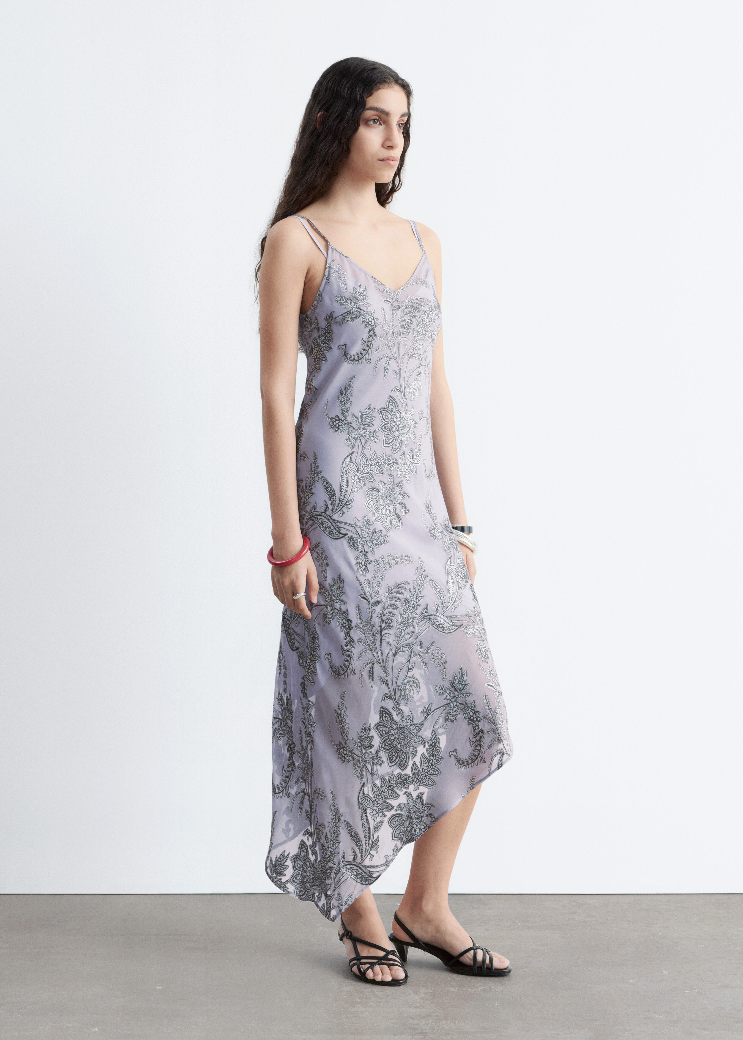& Other Stories FLORAL STRAP MIDI DRESS