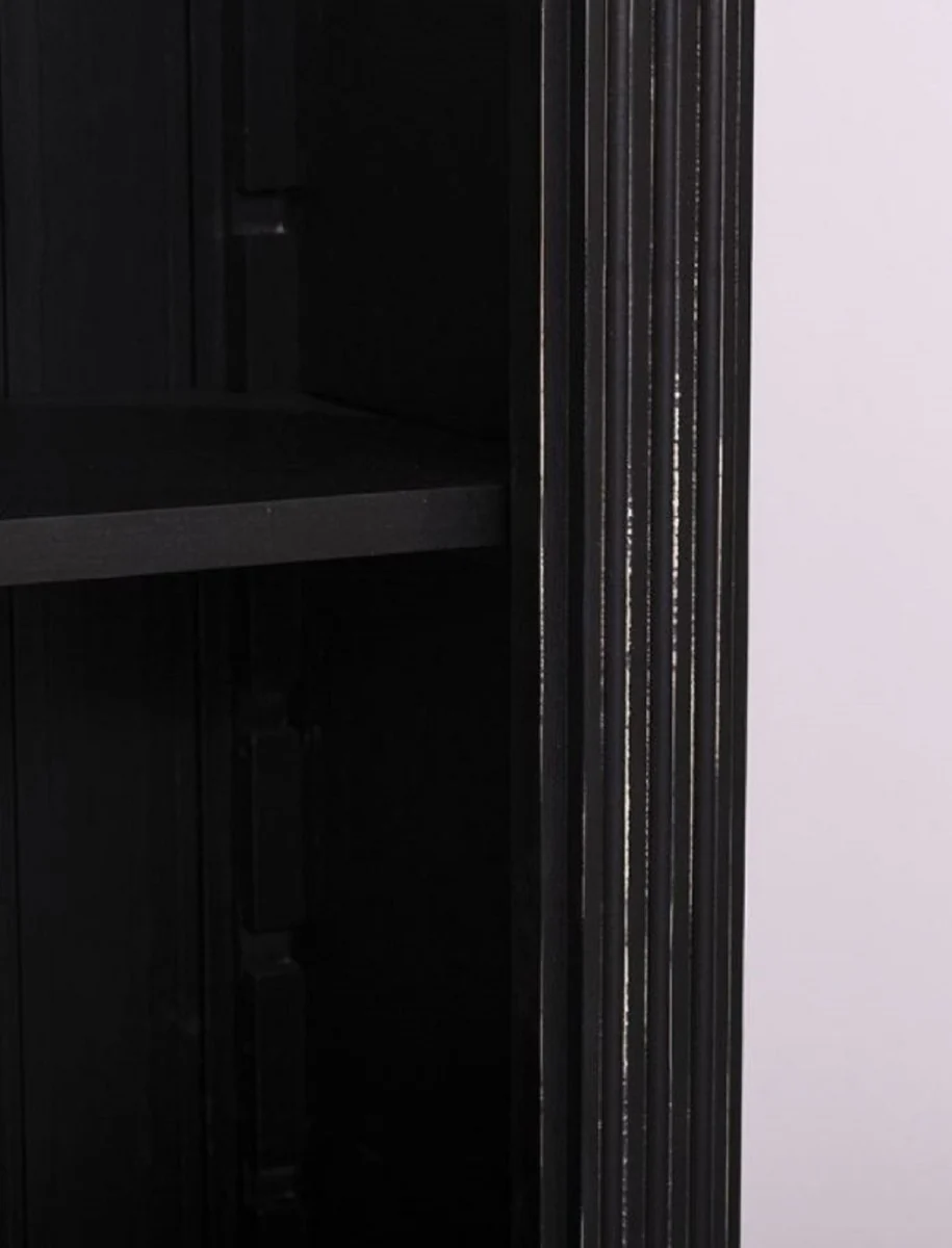 Country house style shelf cabinet antique black 70 x 39 x H. 197 cm - solid wood cabinet - bookcase - living room cabinet - country house style furniture