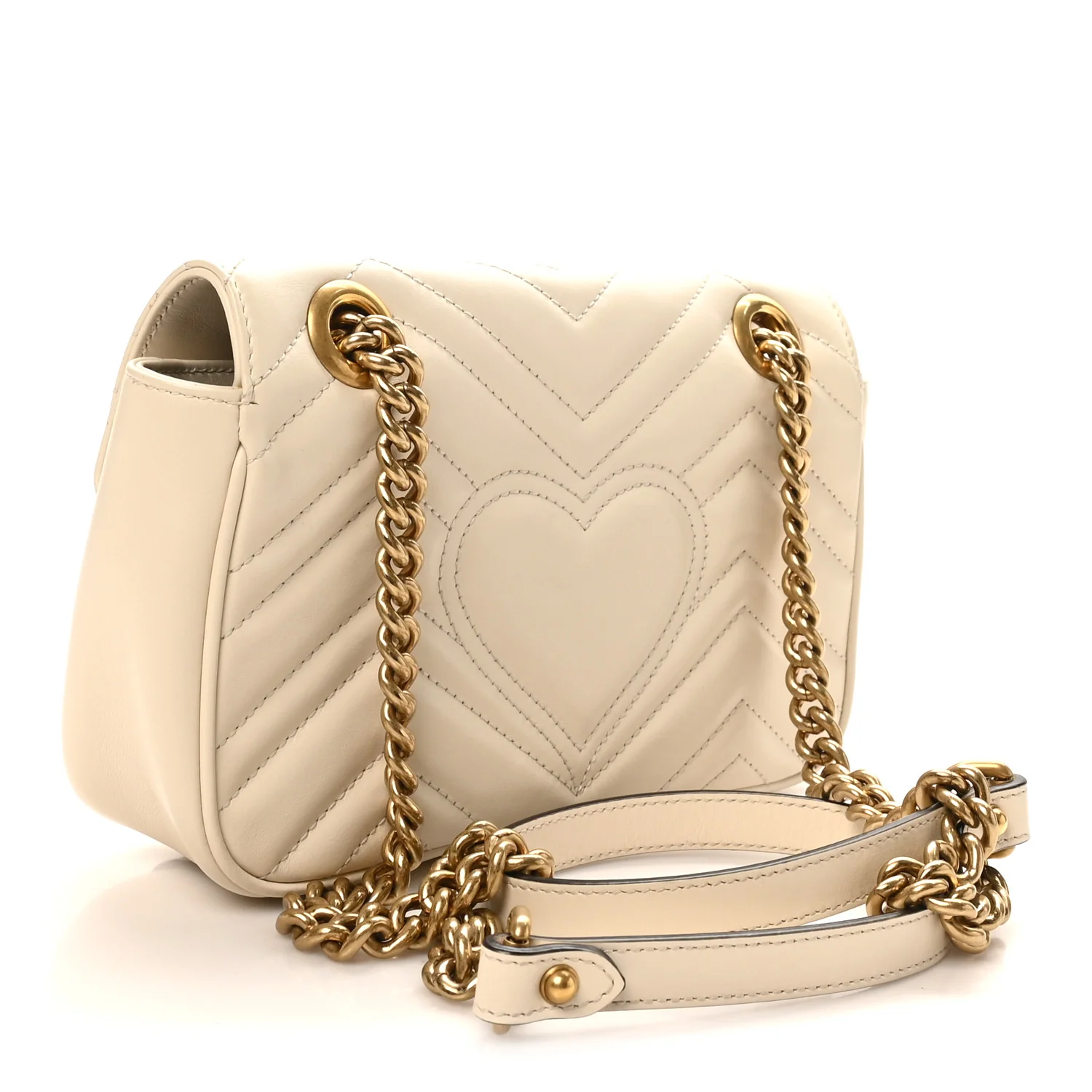 Calfskin Matelasse Mini GG Marmont Shoulder Bag White - Top Club