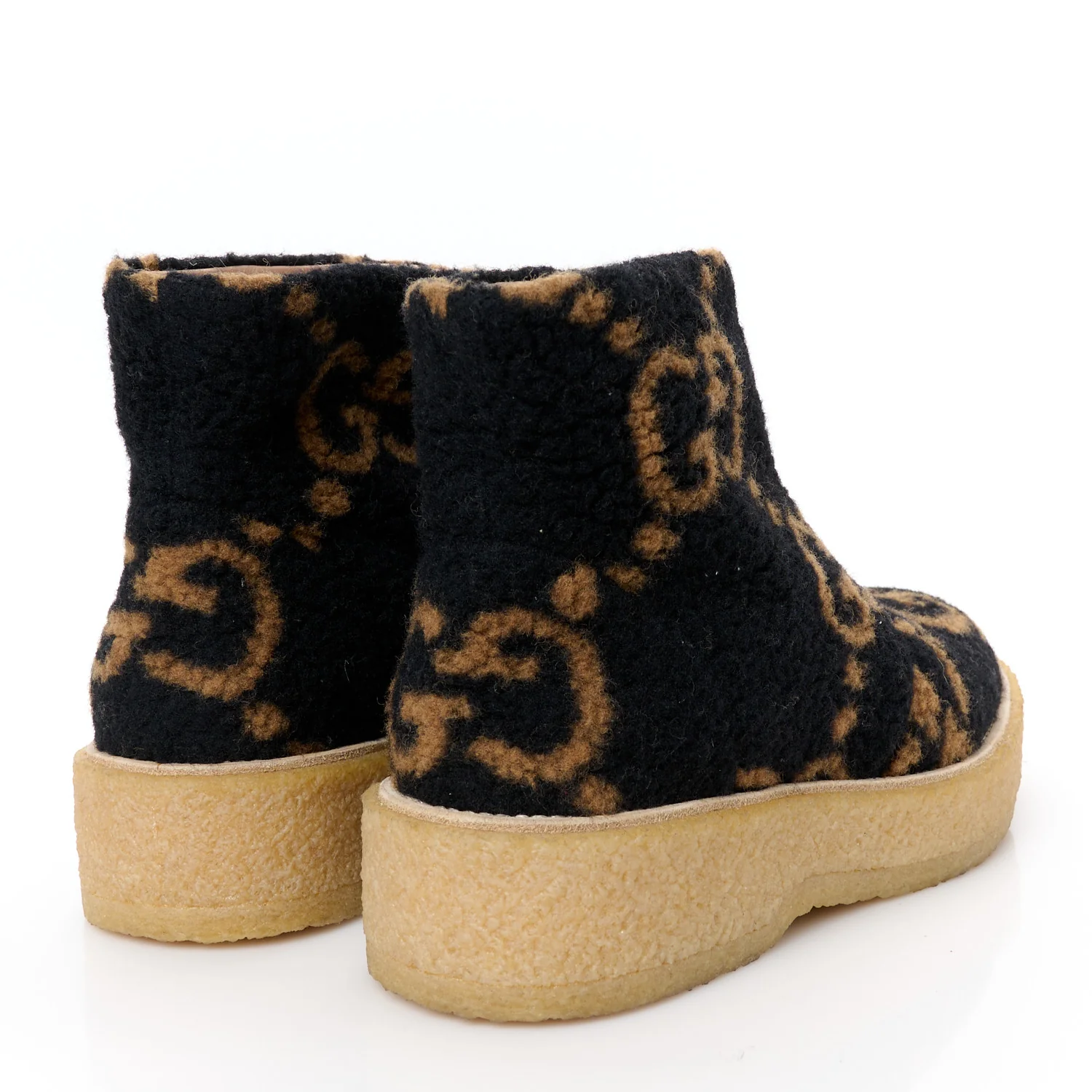 Faux Shearling Hooper GG Womens Ankle Boots 38.5 Black Natural Tan - Top Club
