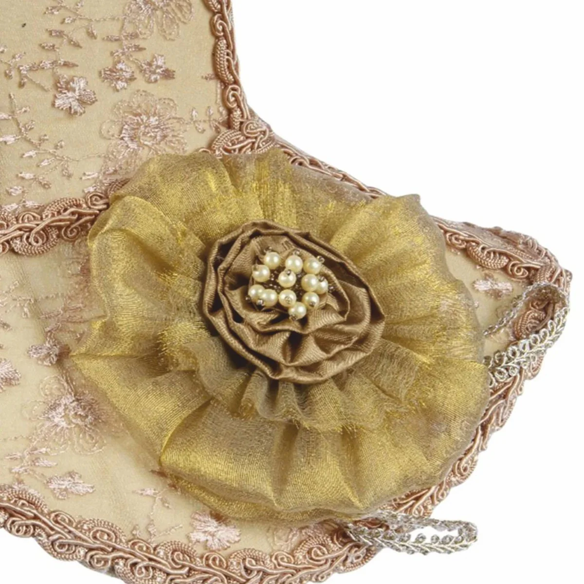 Baroque lampshade in women's hat shape beige / gold 47 cm