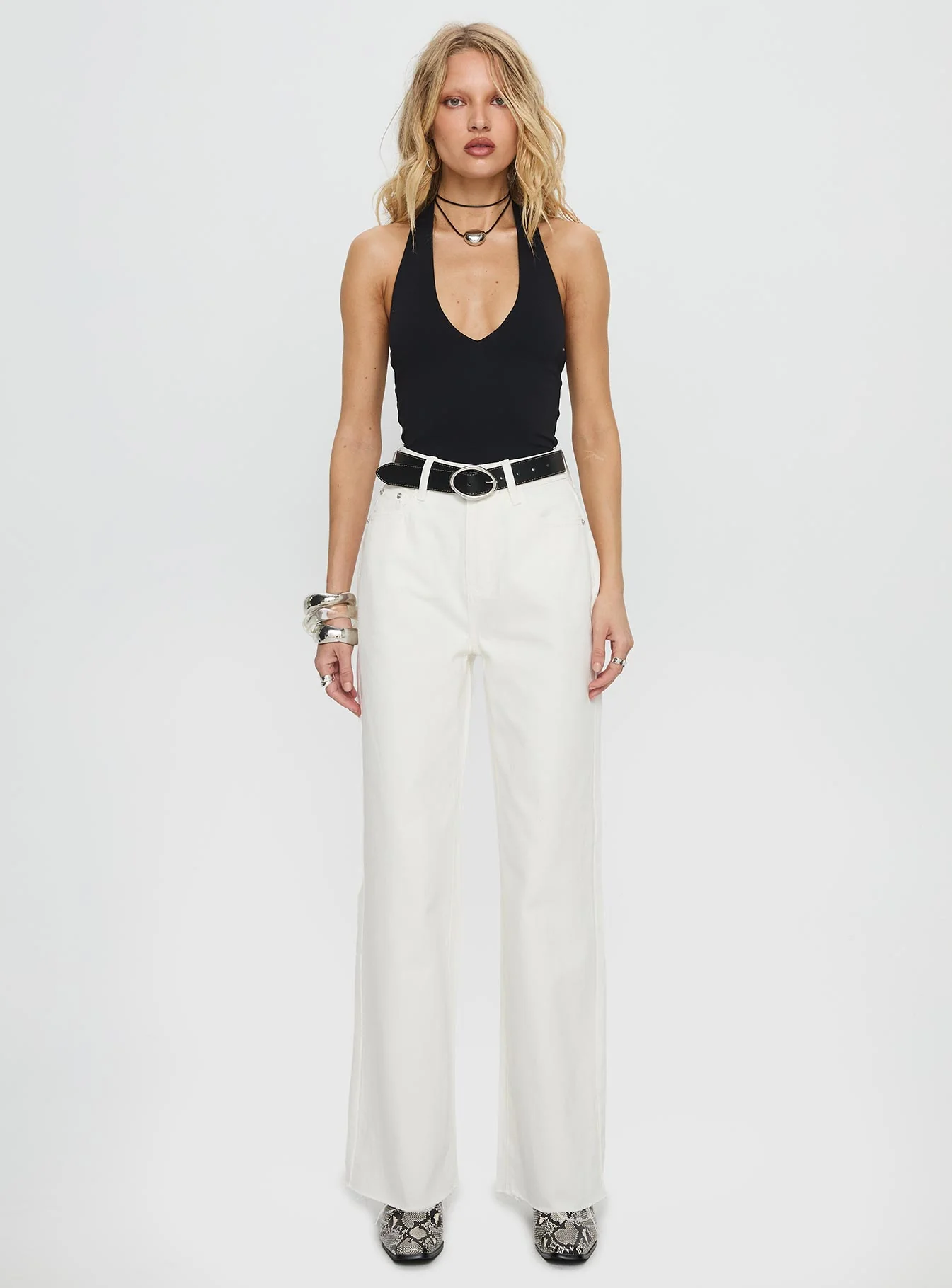 Henesey High Rise Straight Leg Jeans White Wash