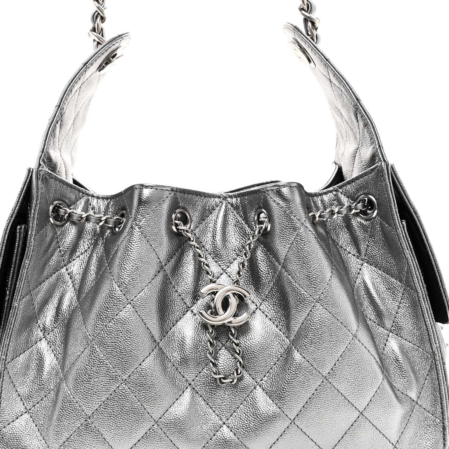 Metallic Caviar Quilted Small Chanel 25 Handbag Anthracite - Top Club