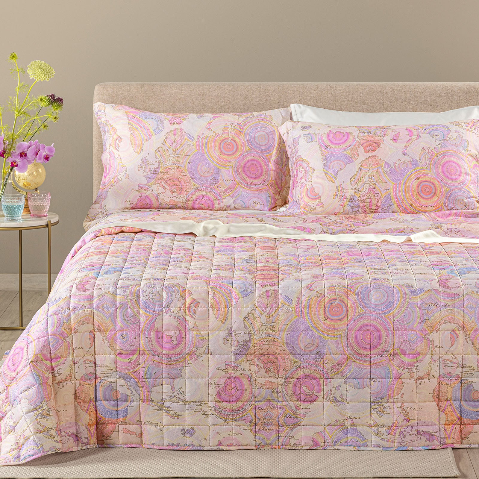 Copriletto Trapuntato In Raso Di Cotone Geo Art Matrimoniale Unica Alviero Martini 1A Classe