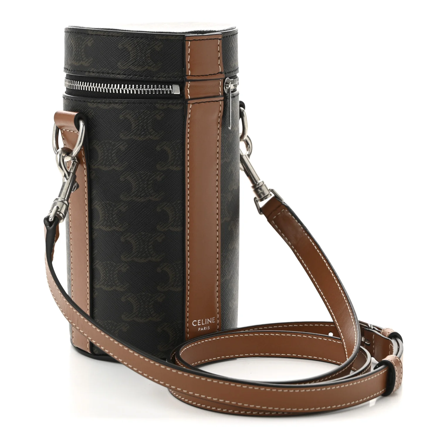 Triomphe Canvas Vertical Cylinder Bag Tan - Top Club