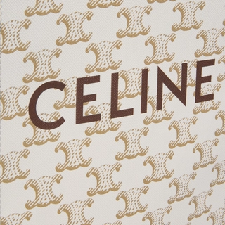 MINI VERTICAL CABAS IN TRIOMPHE CANVAS AND CALFSKIN WITH CE PRINT WHITE - Top Club