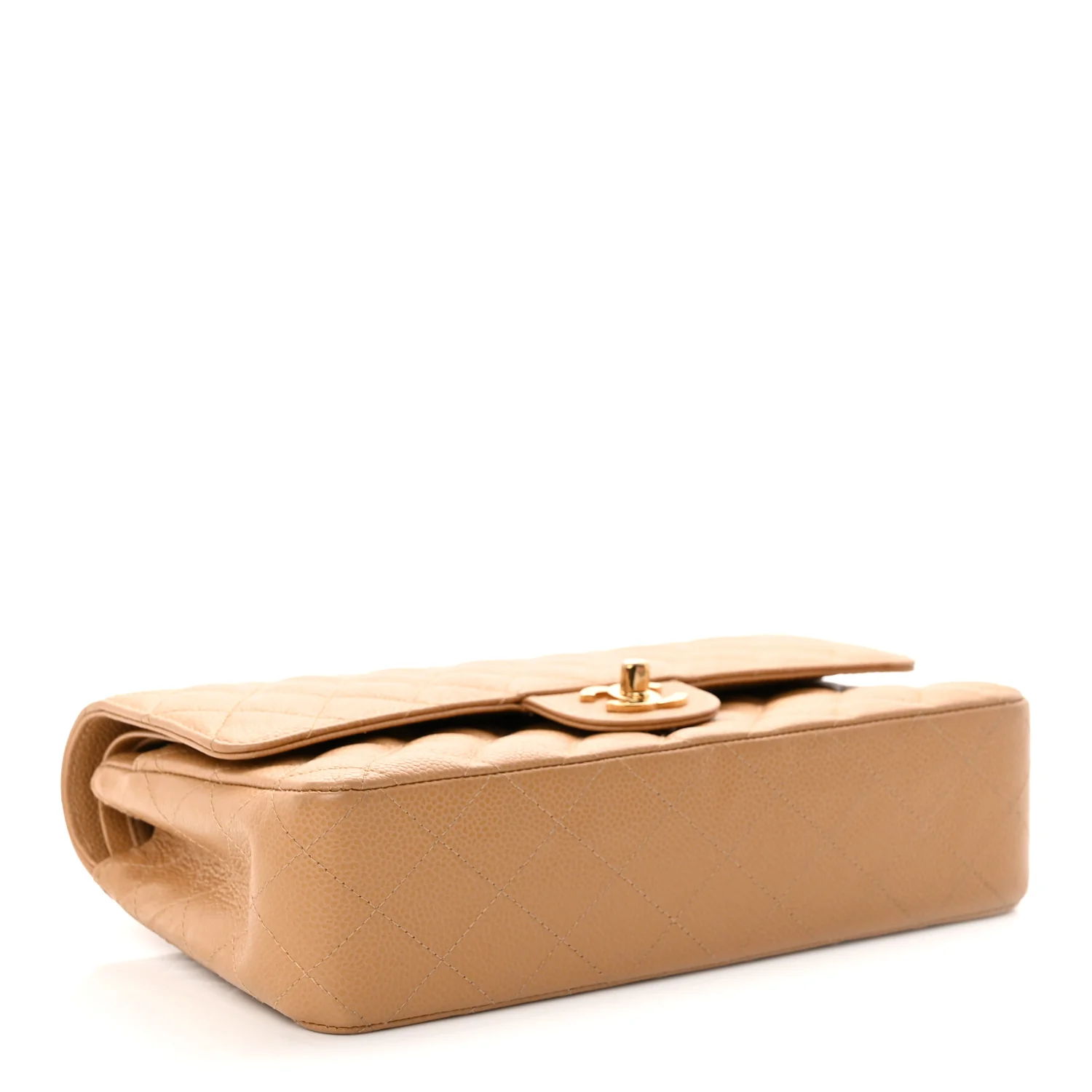 Caviar Quilted Medium Double Flap Beige - Top Club