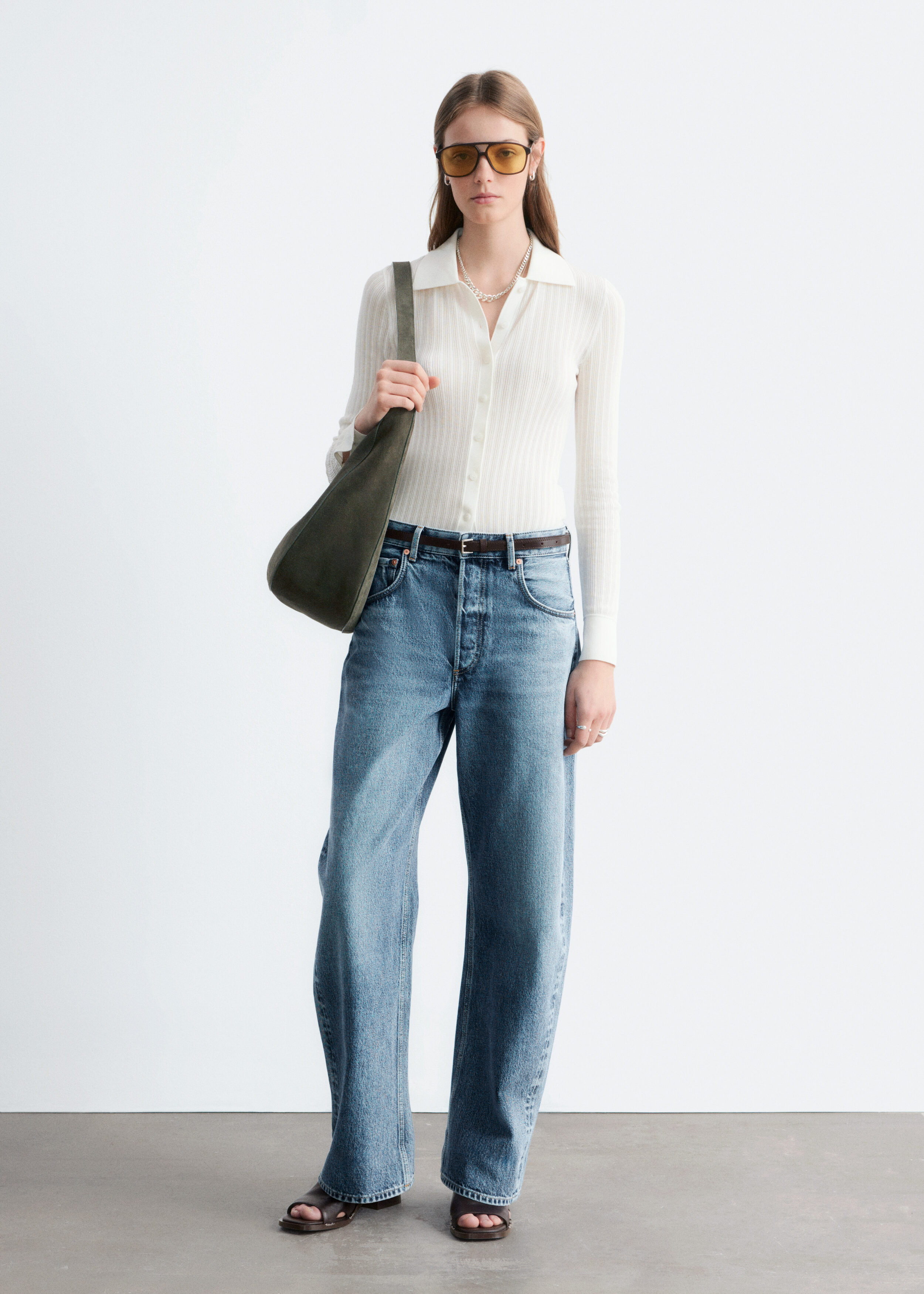 & Other Stories POINTELLE RIB POLO SHIRT