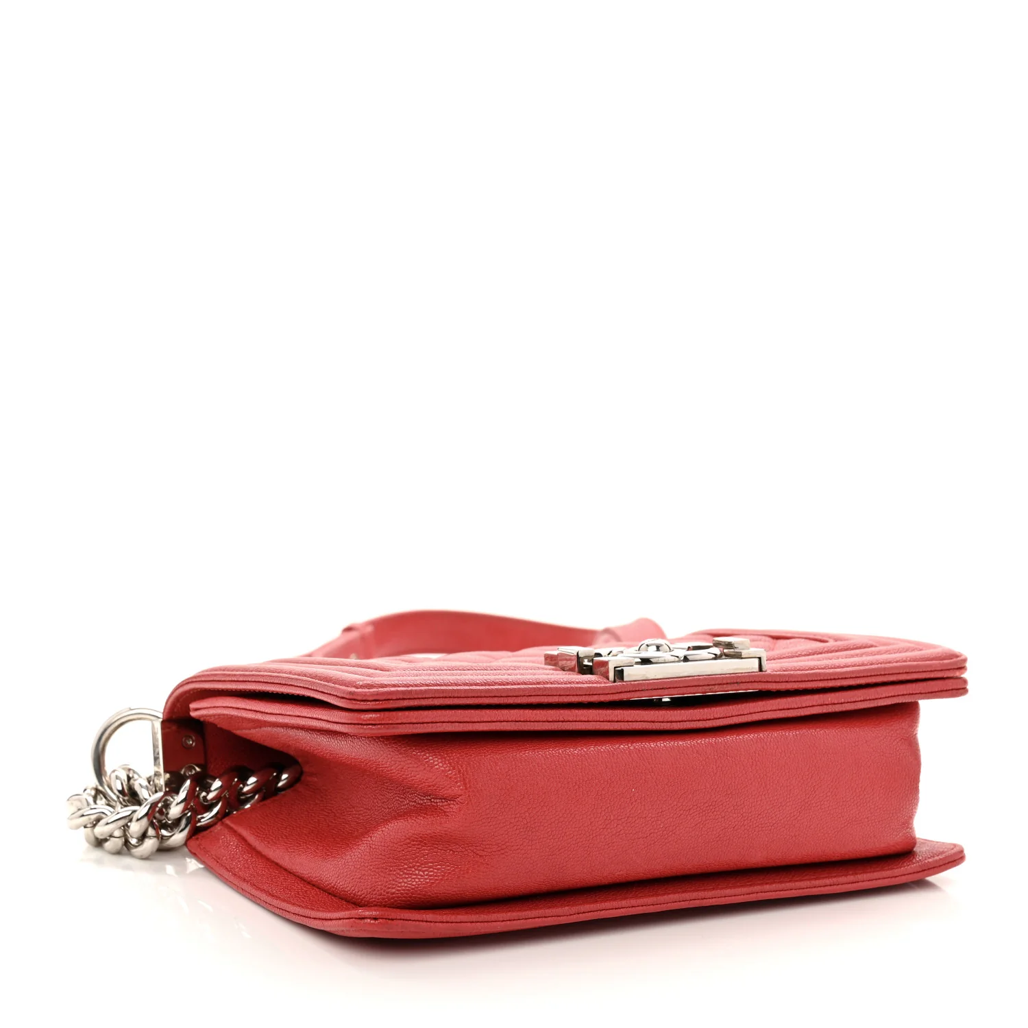 Caviar Quilted Small Boy Flap Red - Top Club