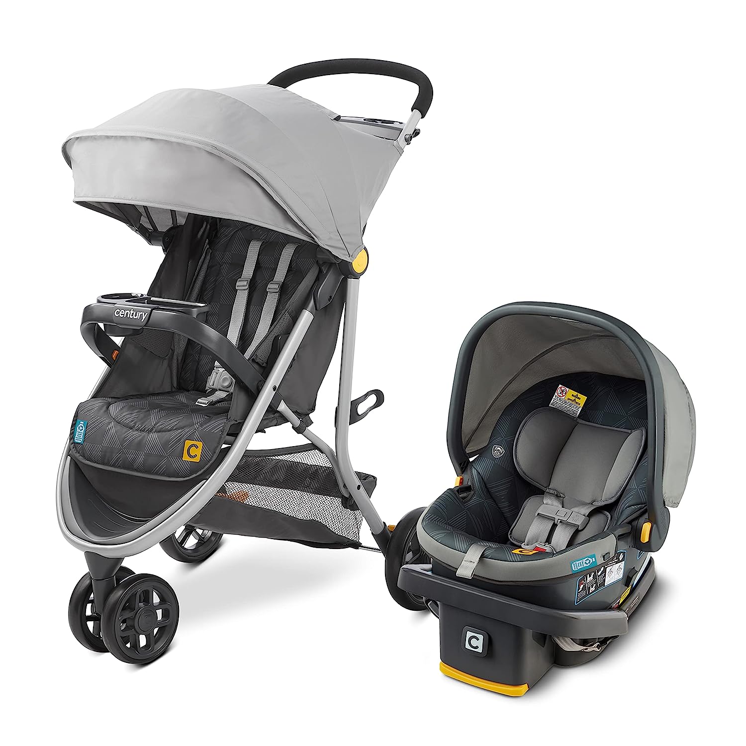 Century Stroll On 3-Wheel 2-in-1 Lightweight Travel System? Infant Car Seat and Stroller Combo, Metro