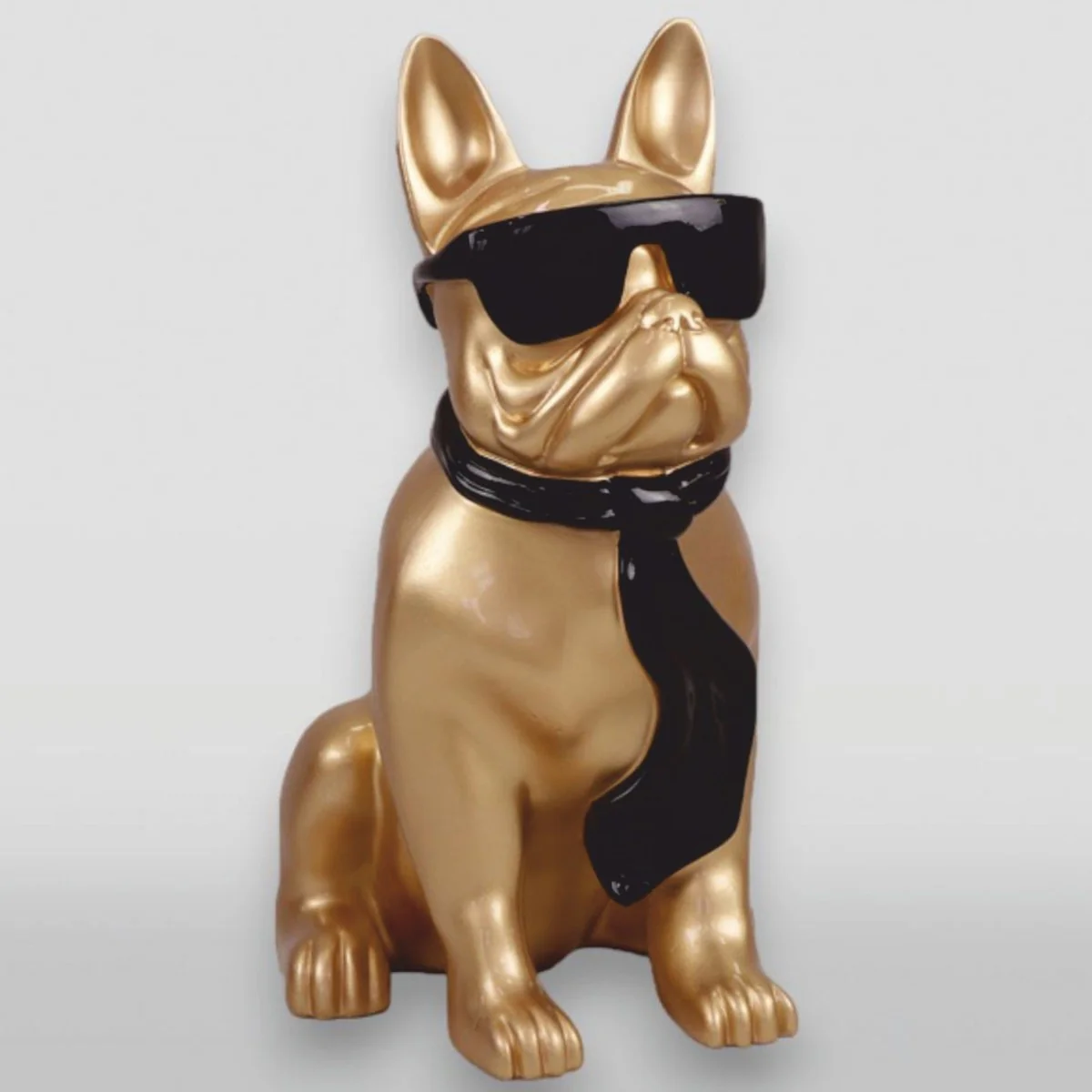 XXL decorative sculpture bulldog gold / black H. 120 cm - garden figure