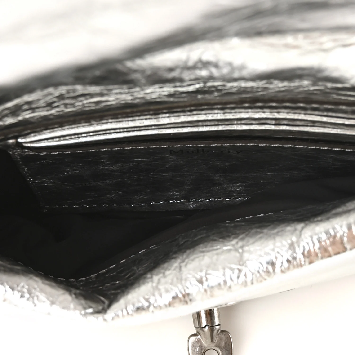 Metallic Crinkled Nappa Pillow Quilted Tiny Softie Bag Silver - Top Club