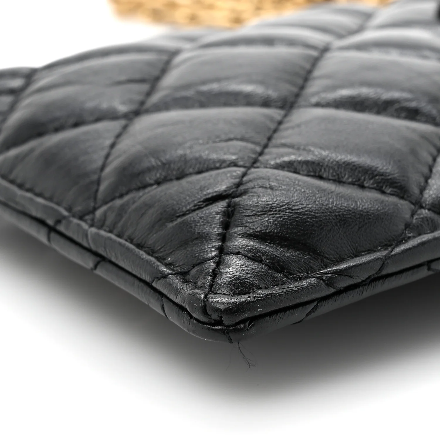 Aged Calfskin Quilted Reissue Phone Holder With Chain Bag Black - Top Club