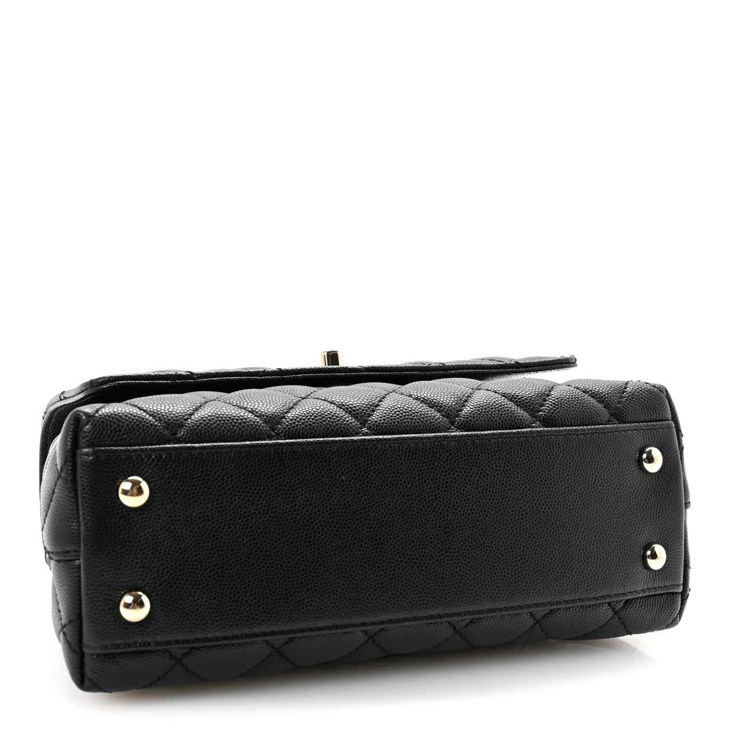 Caviar Quilted Mini Coco Handle Flap Black - Top Club