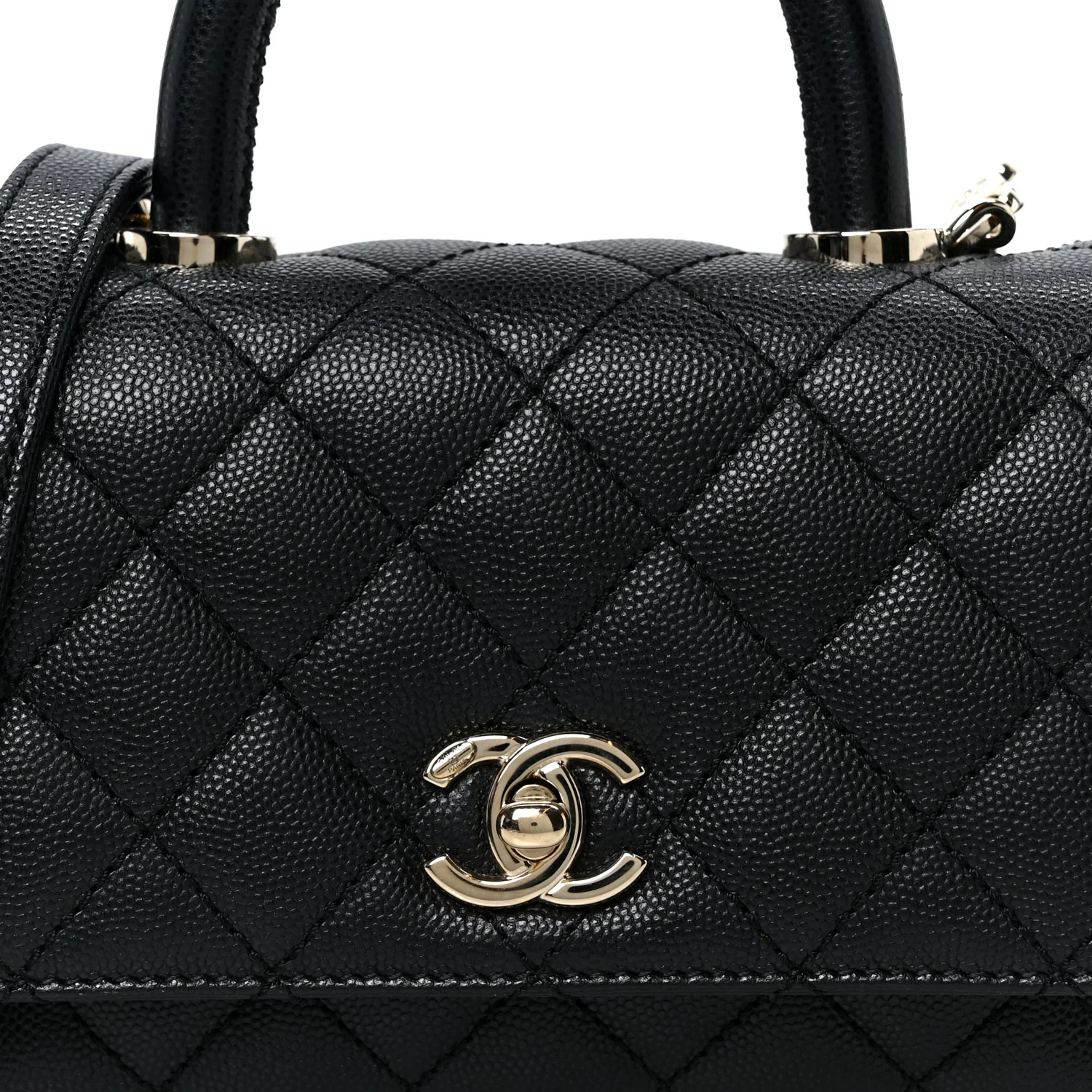 Caviar Quilted Extra Mini Coco Handle Flap Black - Top Club