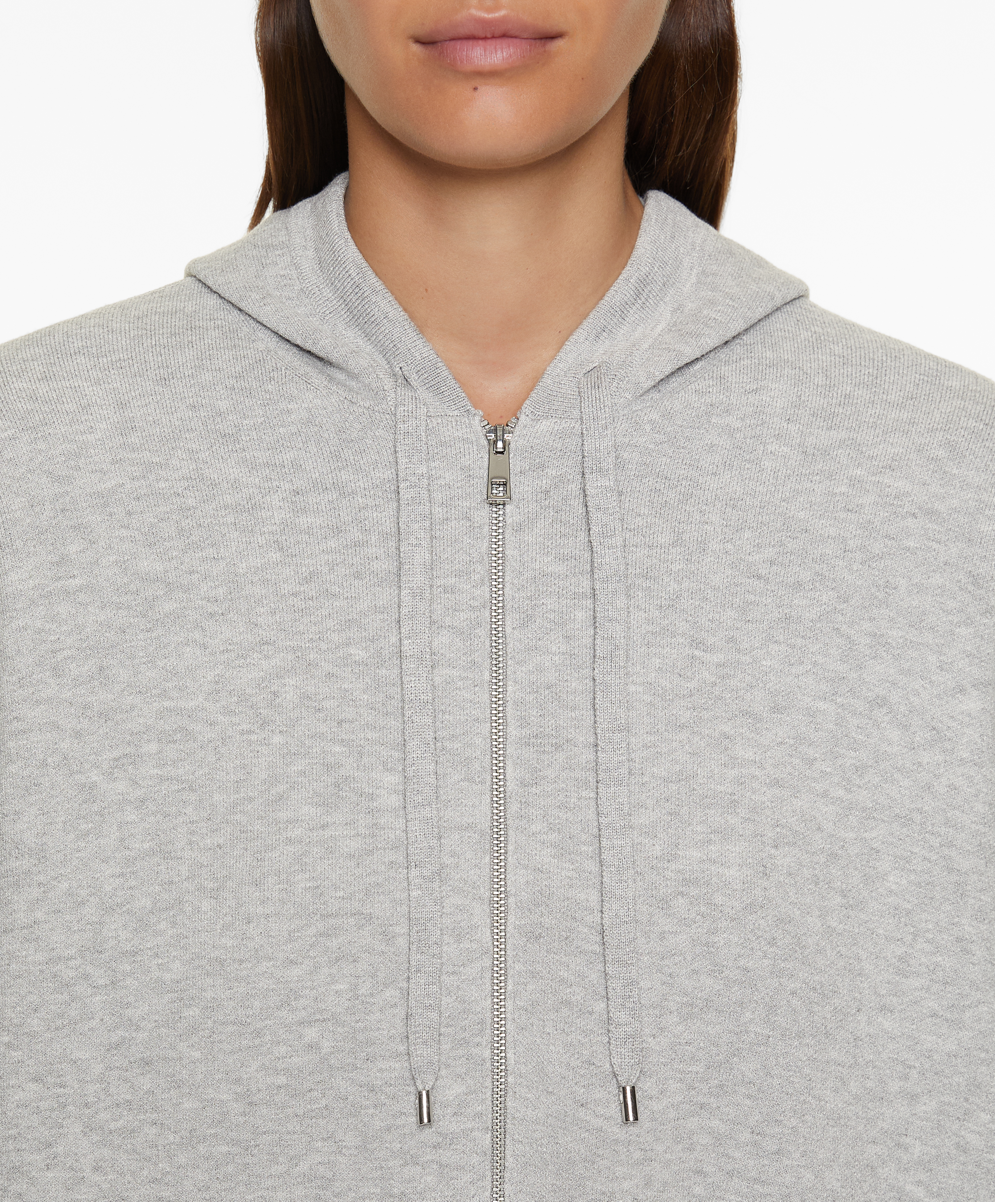 OYSHO Zipped knit hooded jacket