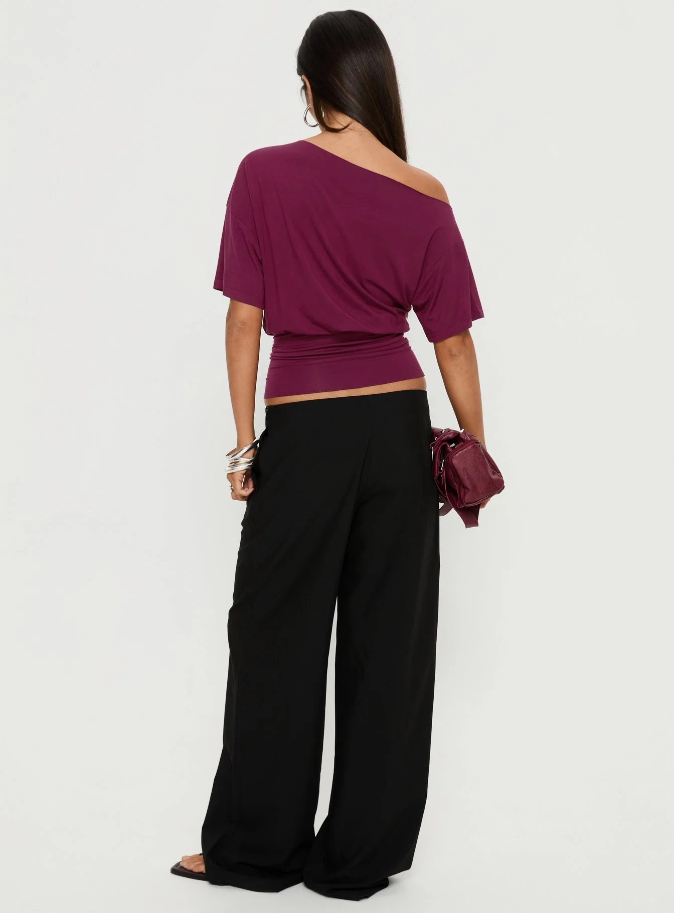 Khane Low Rise Wide Leg Pant Black