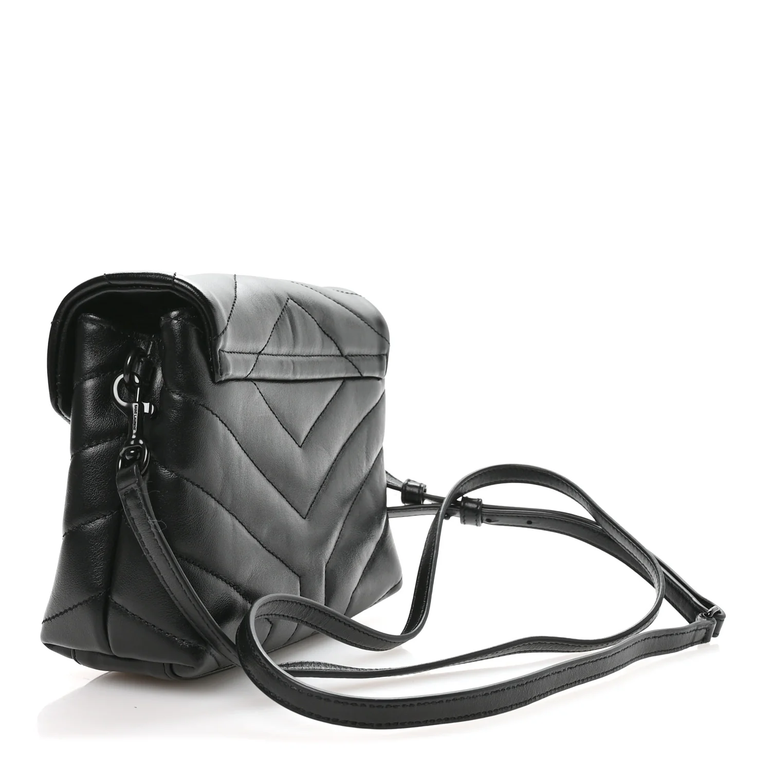 Calfskin Y Quilted Monogram Monochrome Toy Loulou Crossbody Bag Black - Top Club