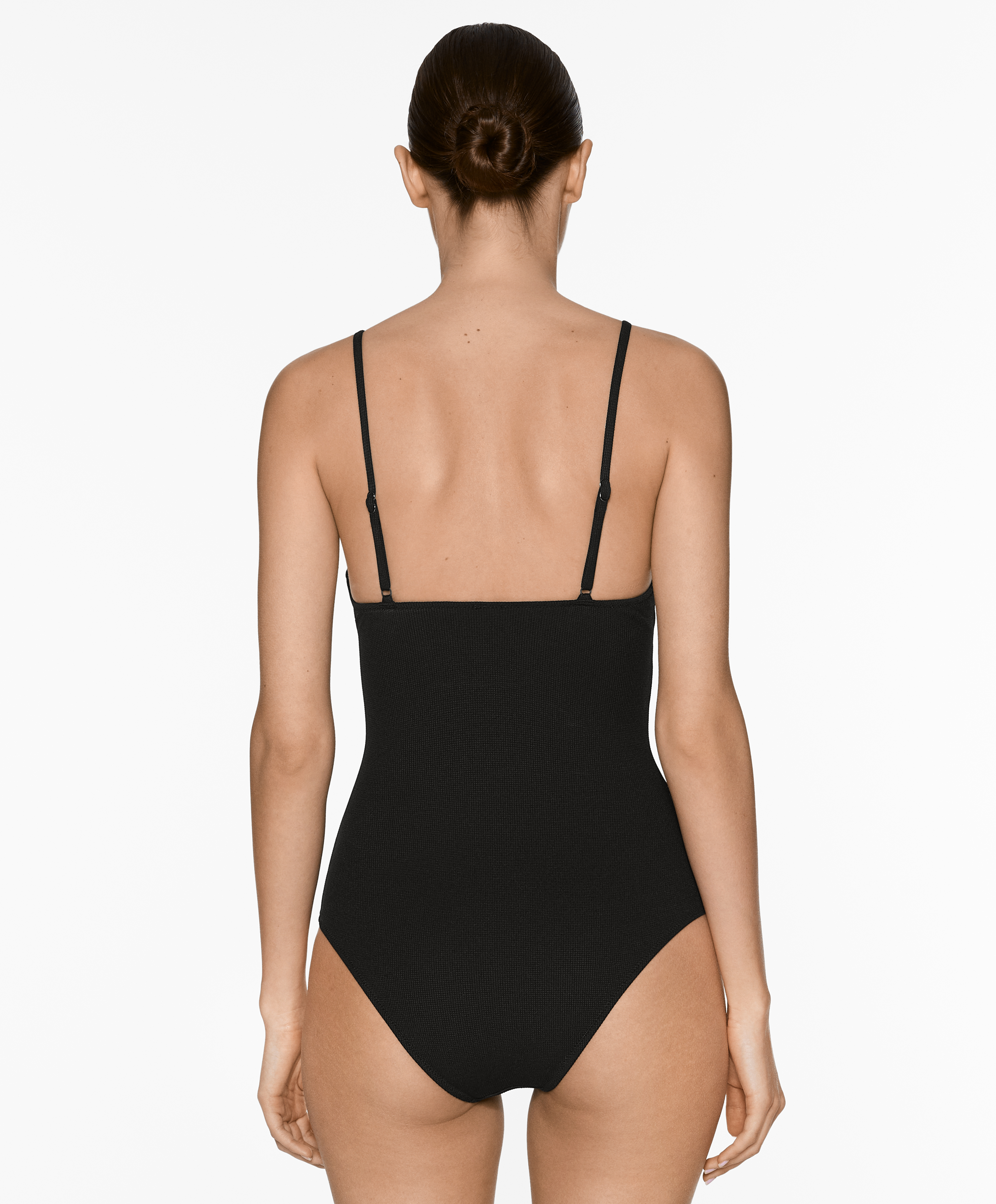 OYSHO Piqué V-neck swimsuit