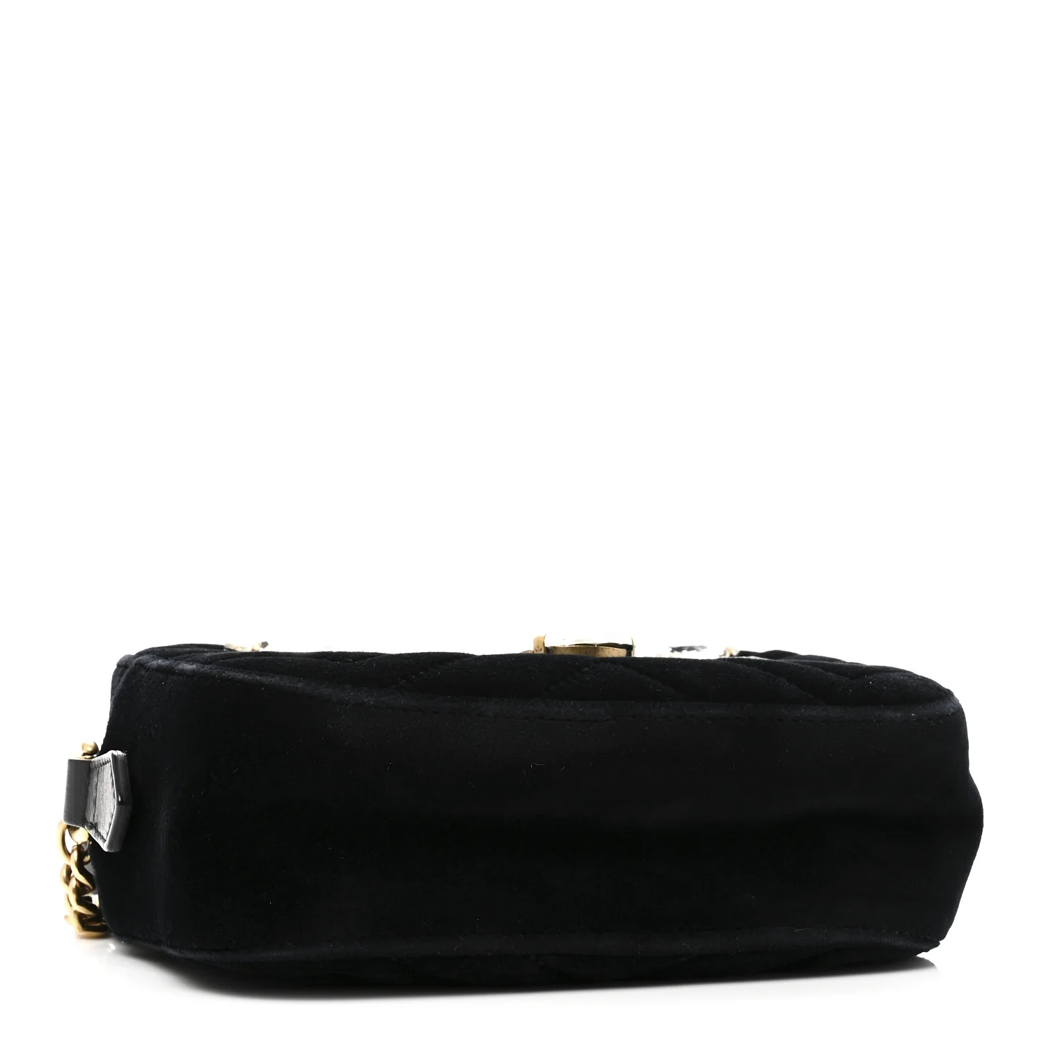 Velvet Matelasse Marquise Crystals Mini GG Marmont Chain Shoulder Bag Black - Top Club