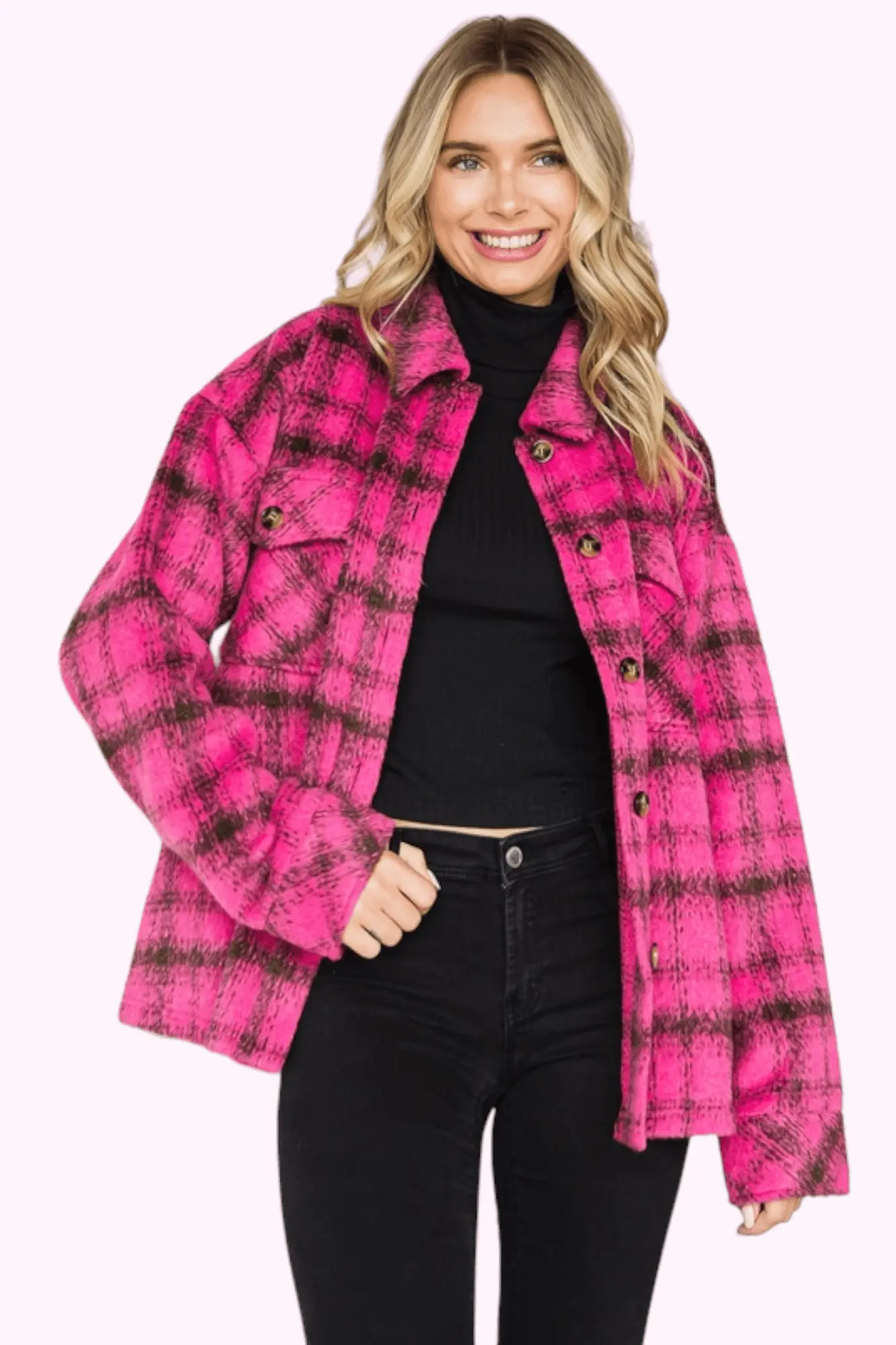 Berry Blessed Plaid Shacket - ALJEGJ