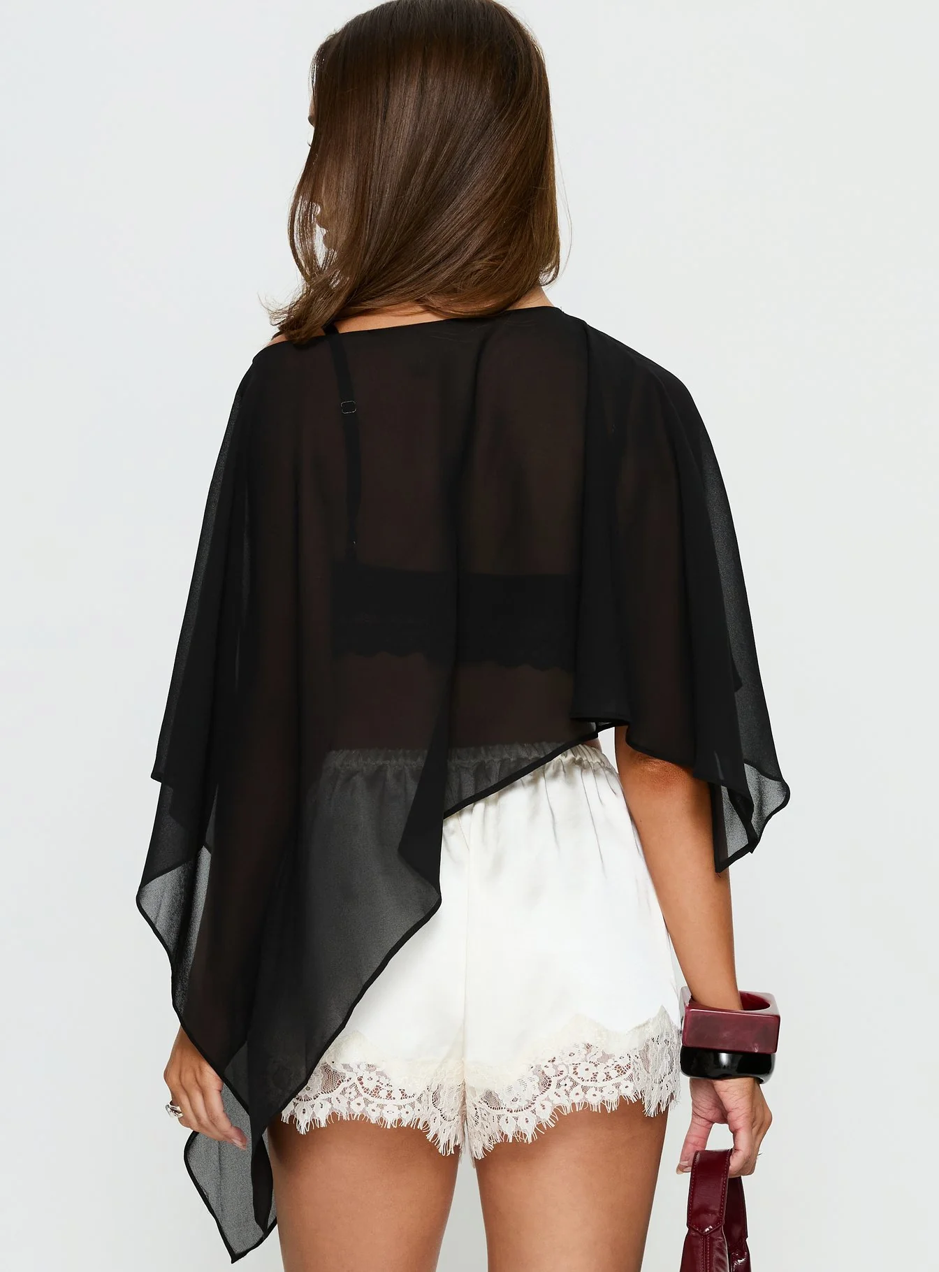 Mairelle Sheer Poncho Black