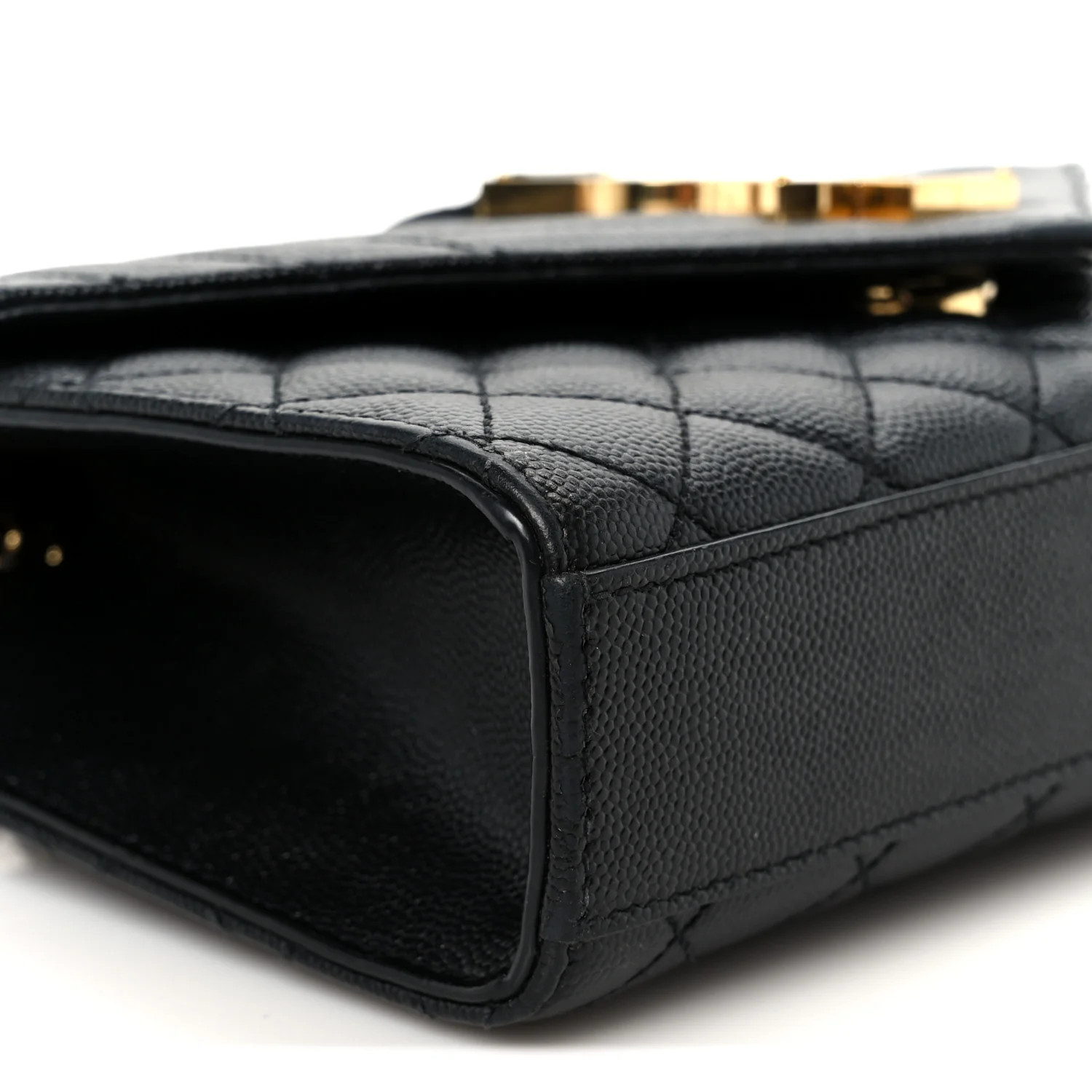 Grain De Poudre Textured Mixed Matelasse Triquilt Small Monogram Satchel Black - Top Club