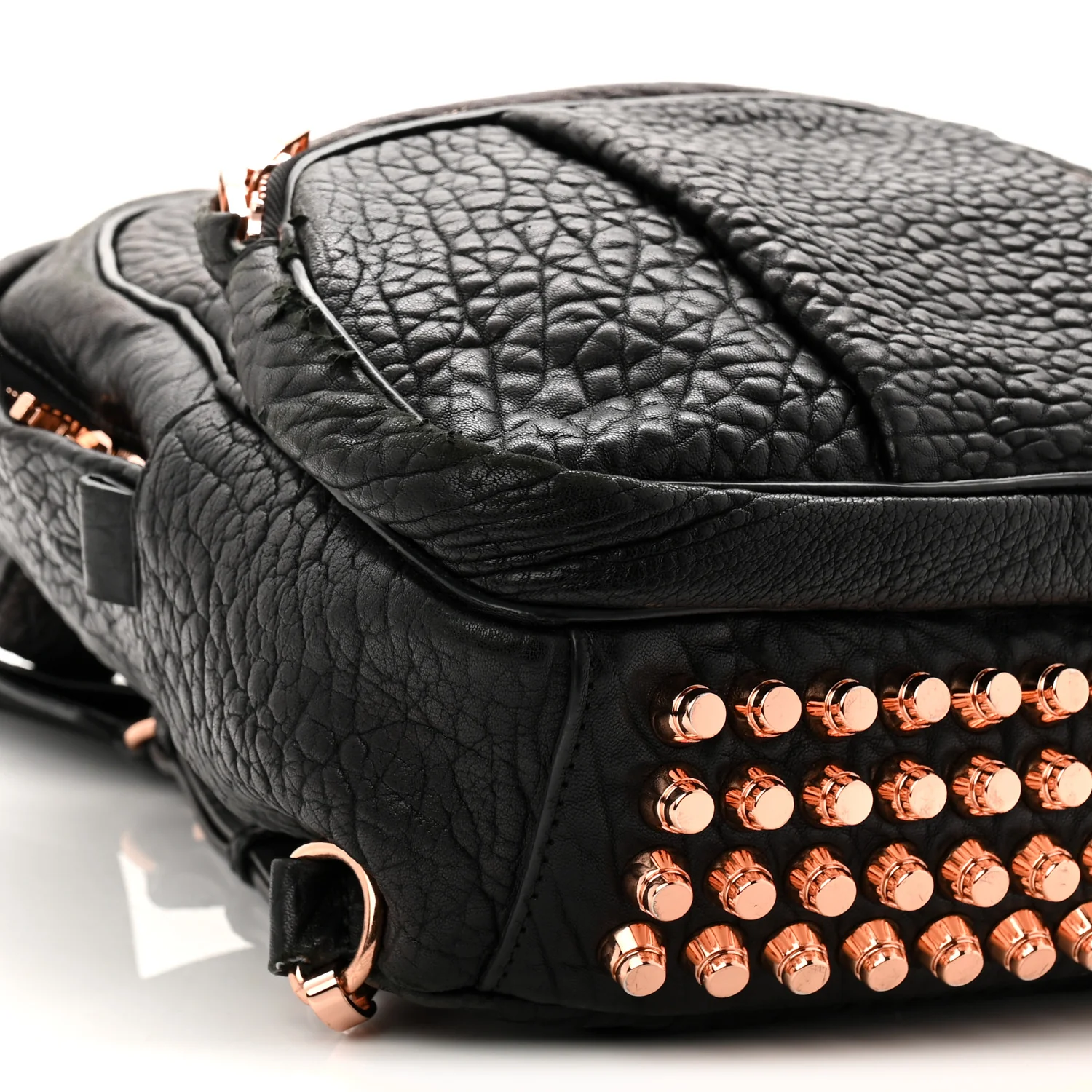 Pebbled Lambskin Dumbo Backpack Black Rose Gold Hardware - Top Club