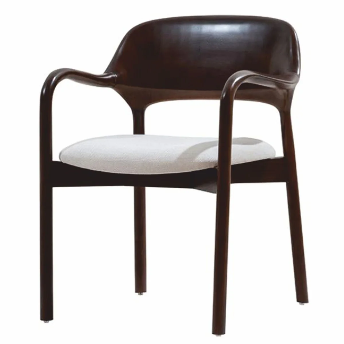 Luxury dining room chair with armrests dark brown / white - dining room furniture