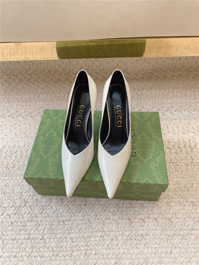 gucci metal heel pointed toe high heel patent leather shoes - Sneaker Replica Workshop