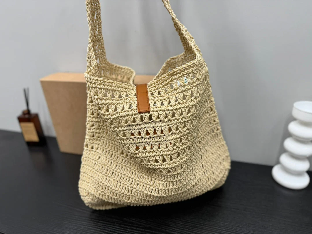 YSL SAINT LAURENT Raffia Tote Bag 30x32cm - Top Club