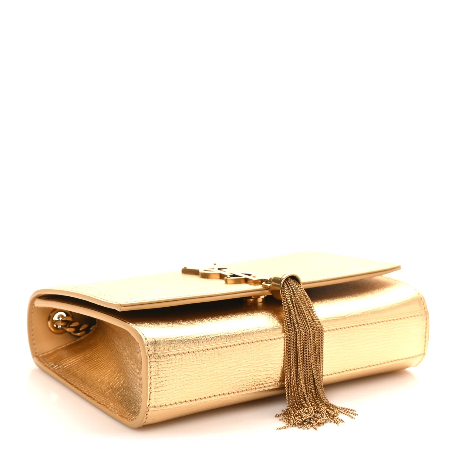 Metallic Calfskin Small Classic Monogram Kate Tassel Satchel Gold - Top Club