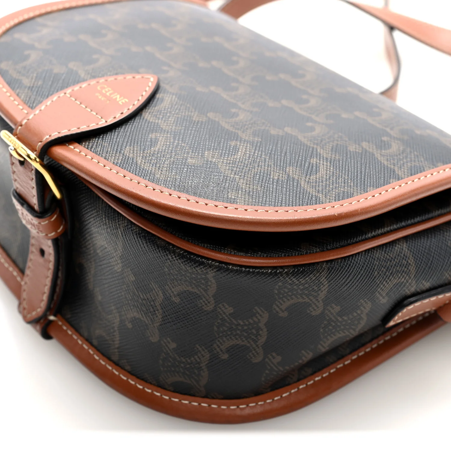 Triomphe Canvas Medium Folco Bag Tan - Top Club