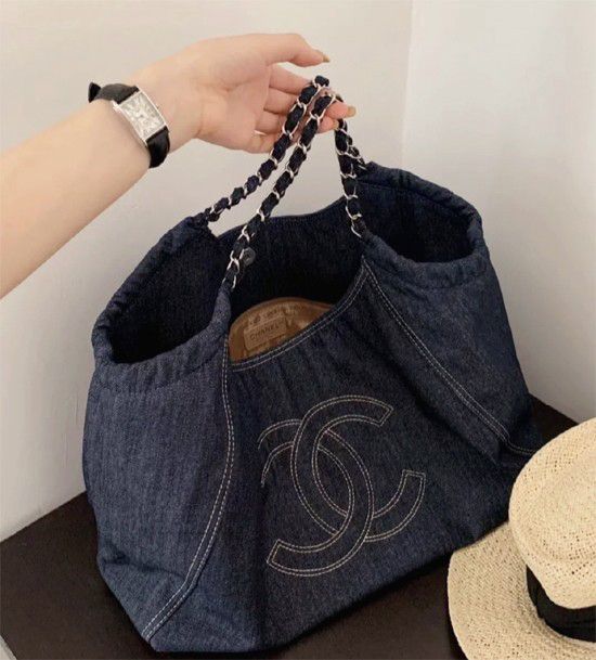 YSL Large Capacity Denim Tote Bag - Top Club