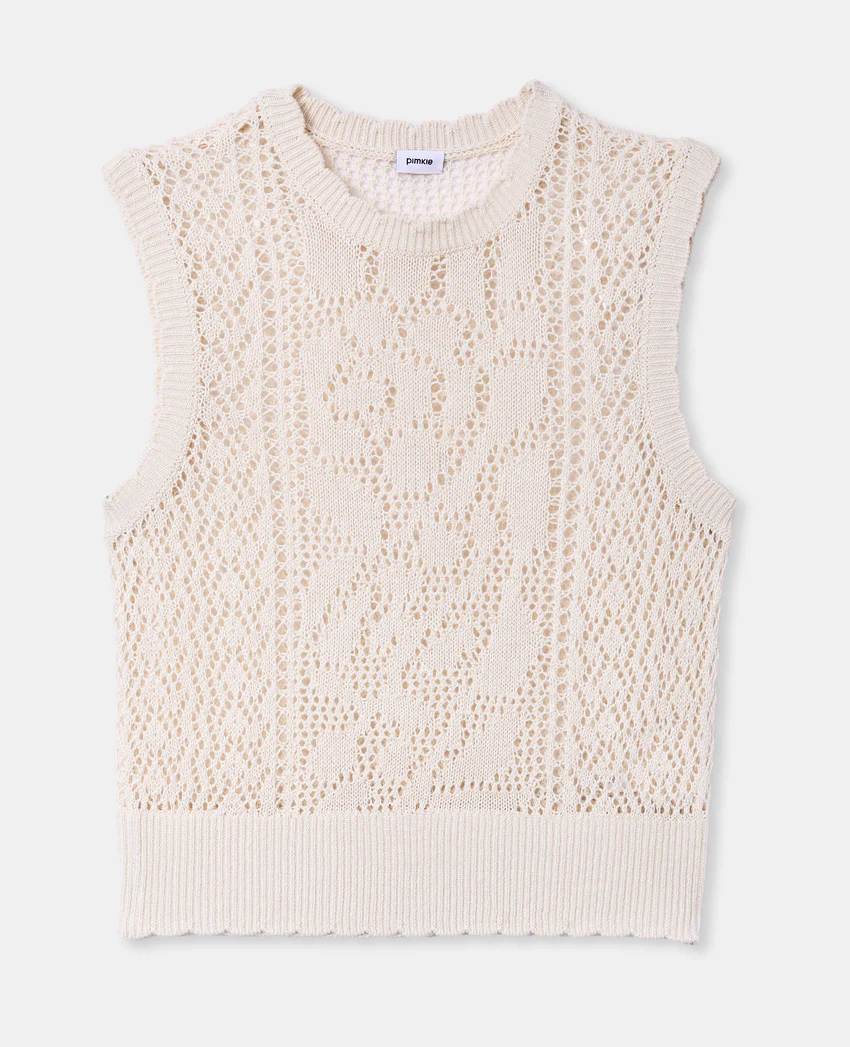 Pimkie Pull sans manches en maille ajourée