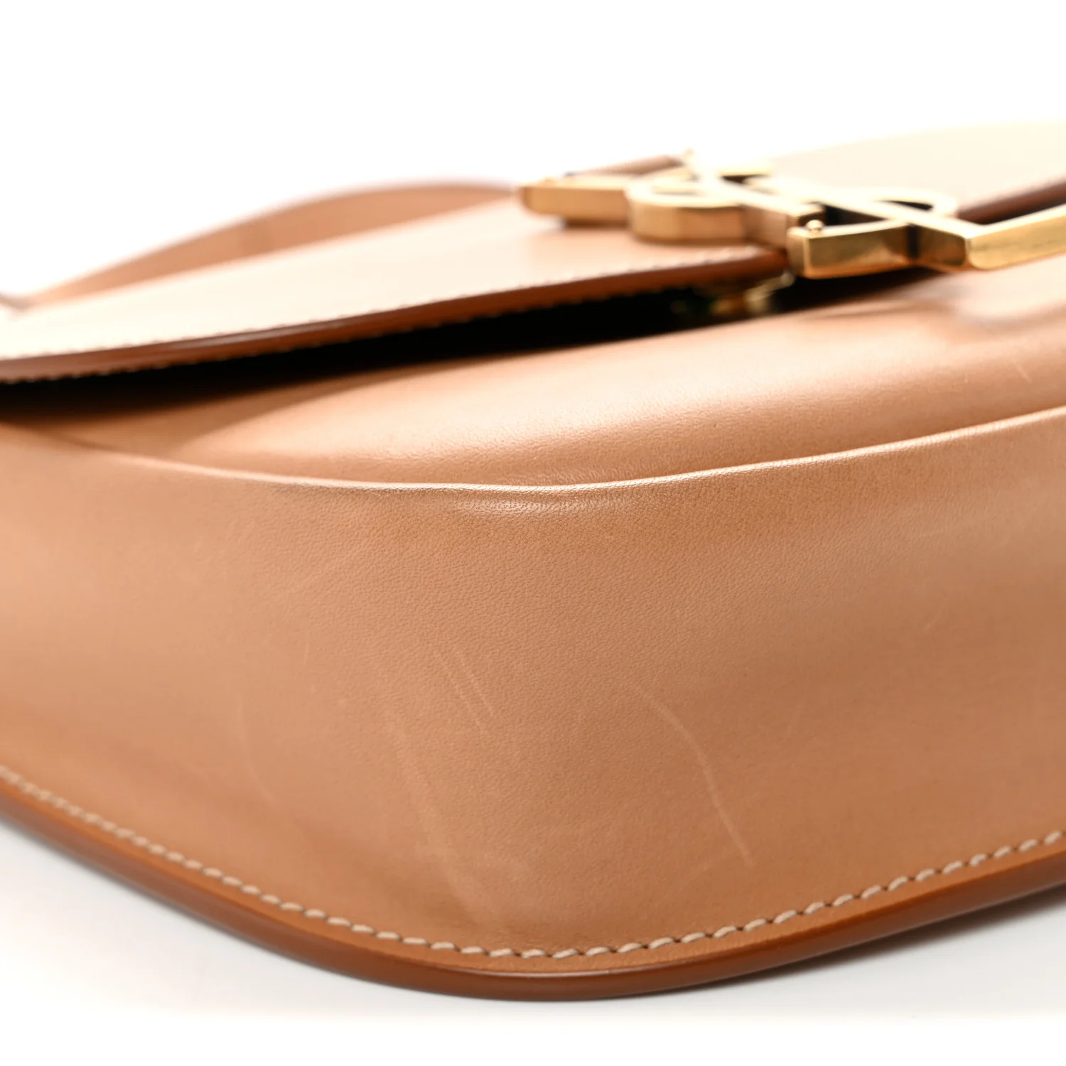 Smooth Vintage Calfskin Small Kaia Satchel Brown Gold - Top Club