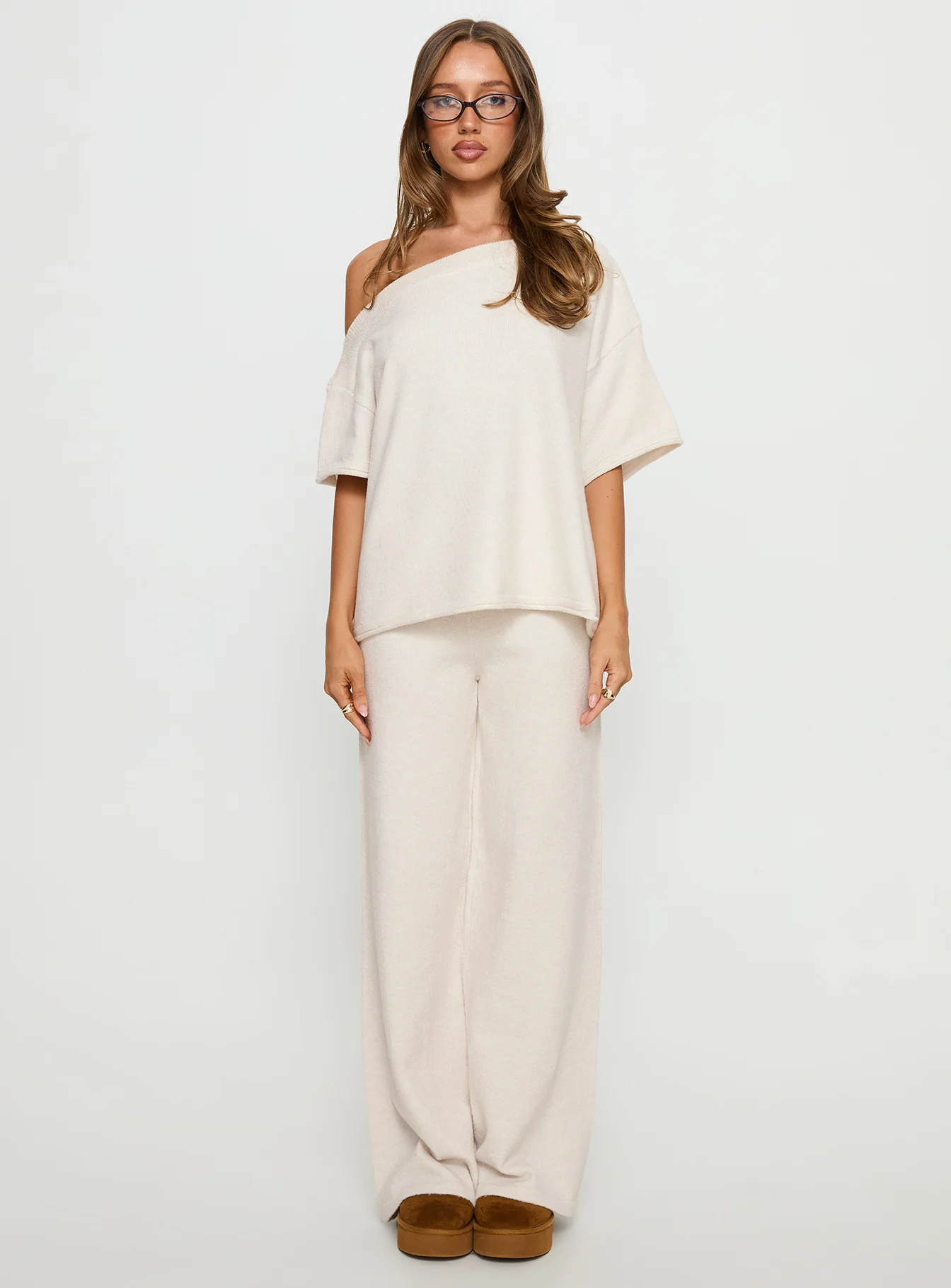 Bekki Wide Leg Knit Pant Oat