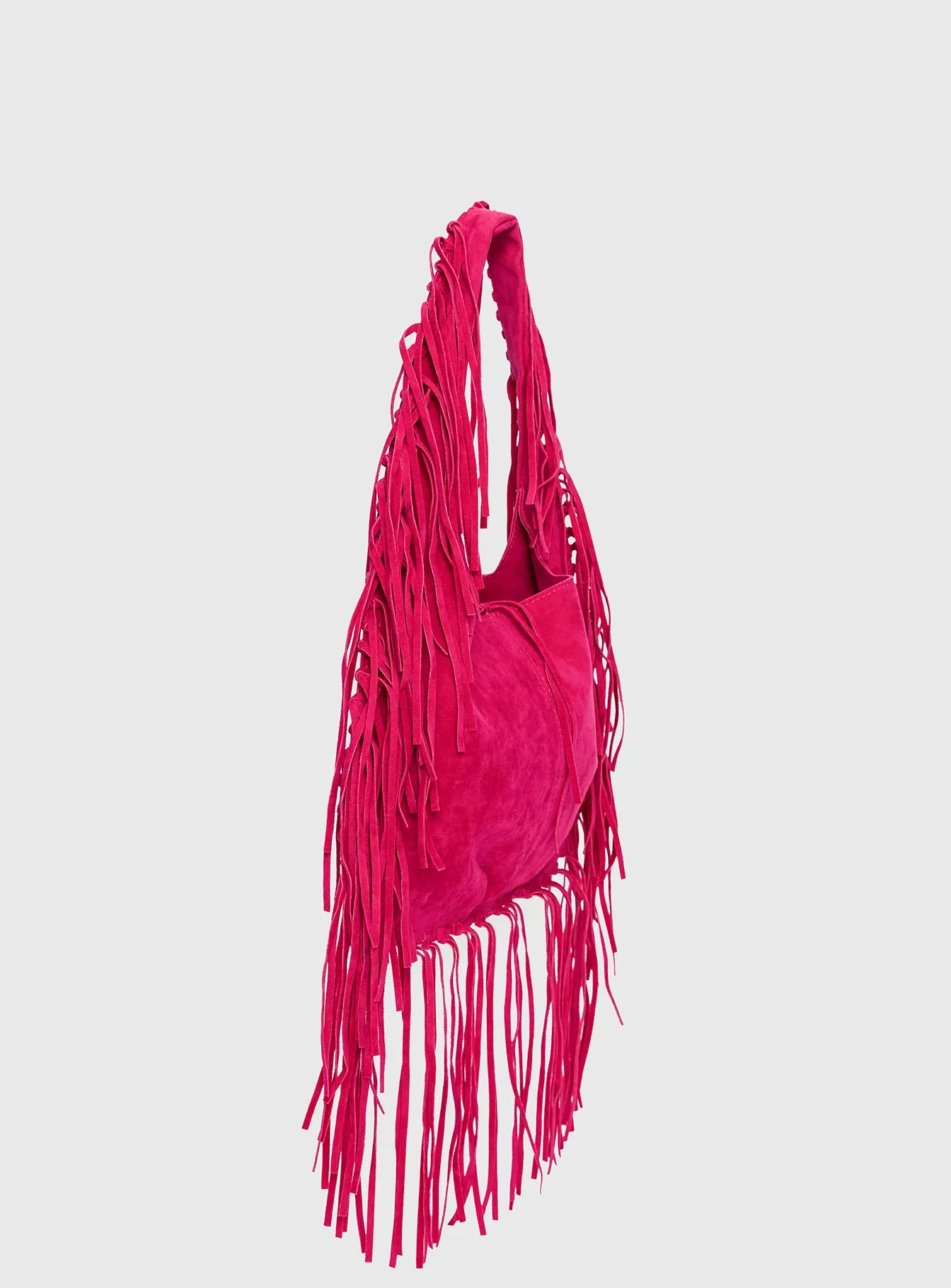 Currents Faux Suede Tassel Shoulder Bag Pink